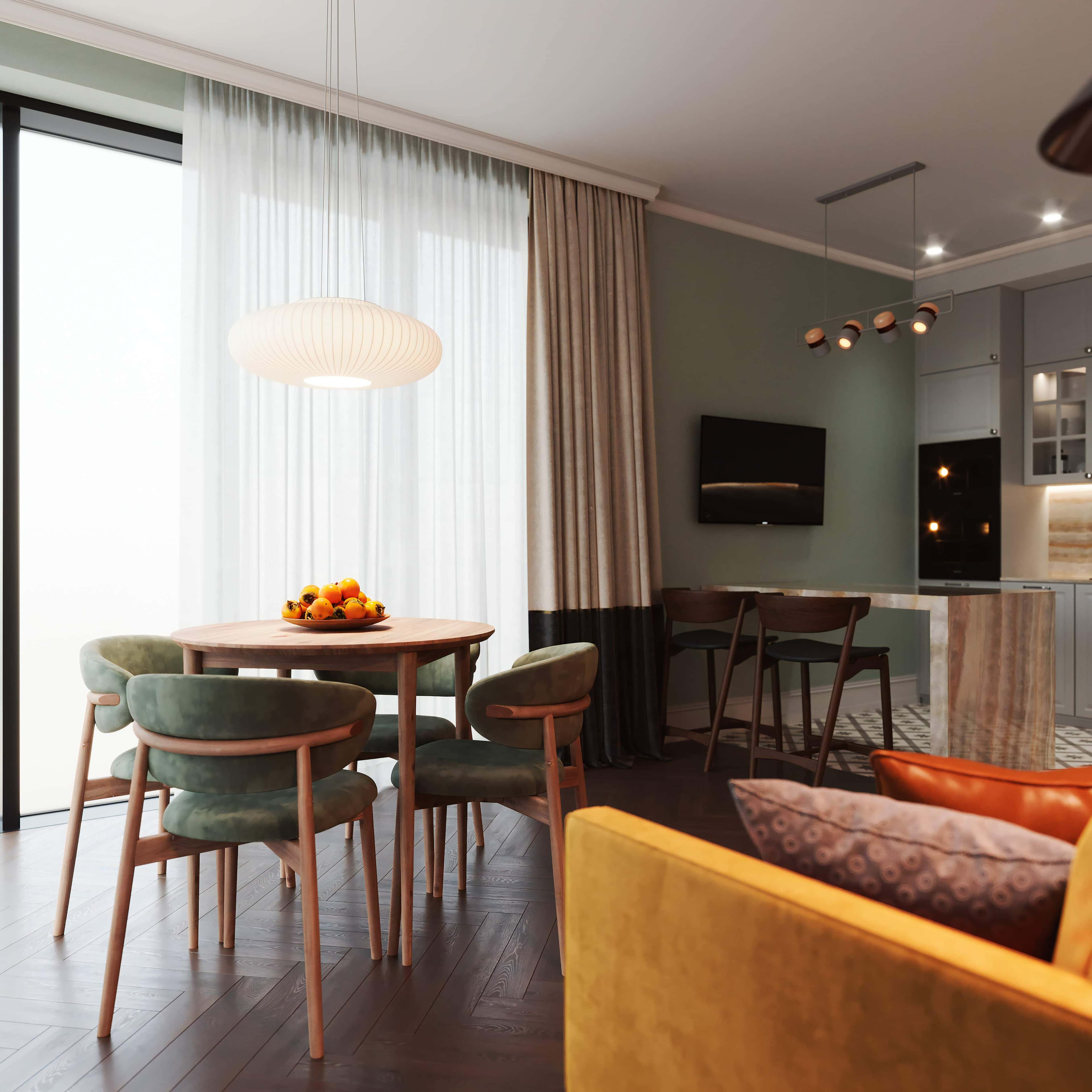 Приклад вдалого поєднання кольорів в інтер'єрі вітальні: комфорт та стиль