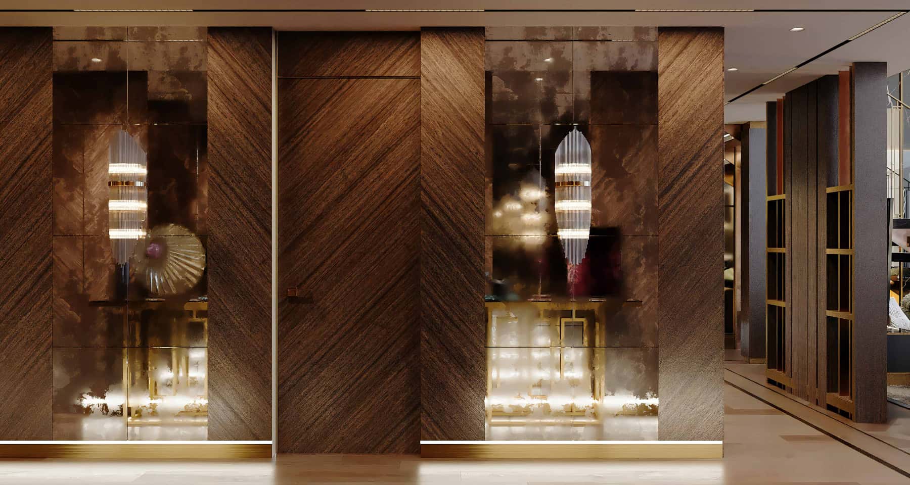 Інтер'єр квартири, фото: елегантна спальня з великим ліжком та панорамними вікнами.