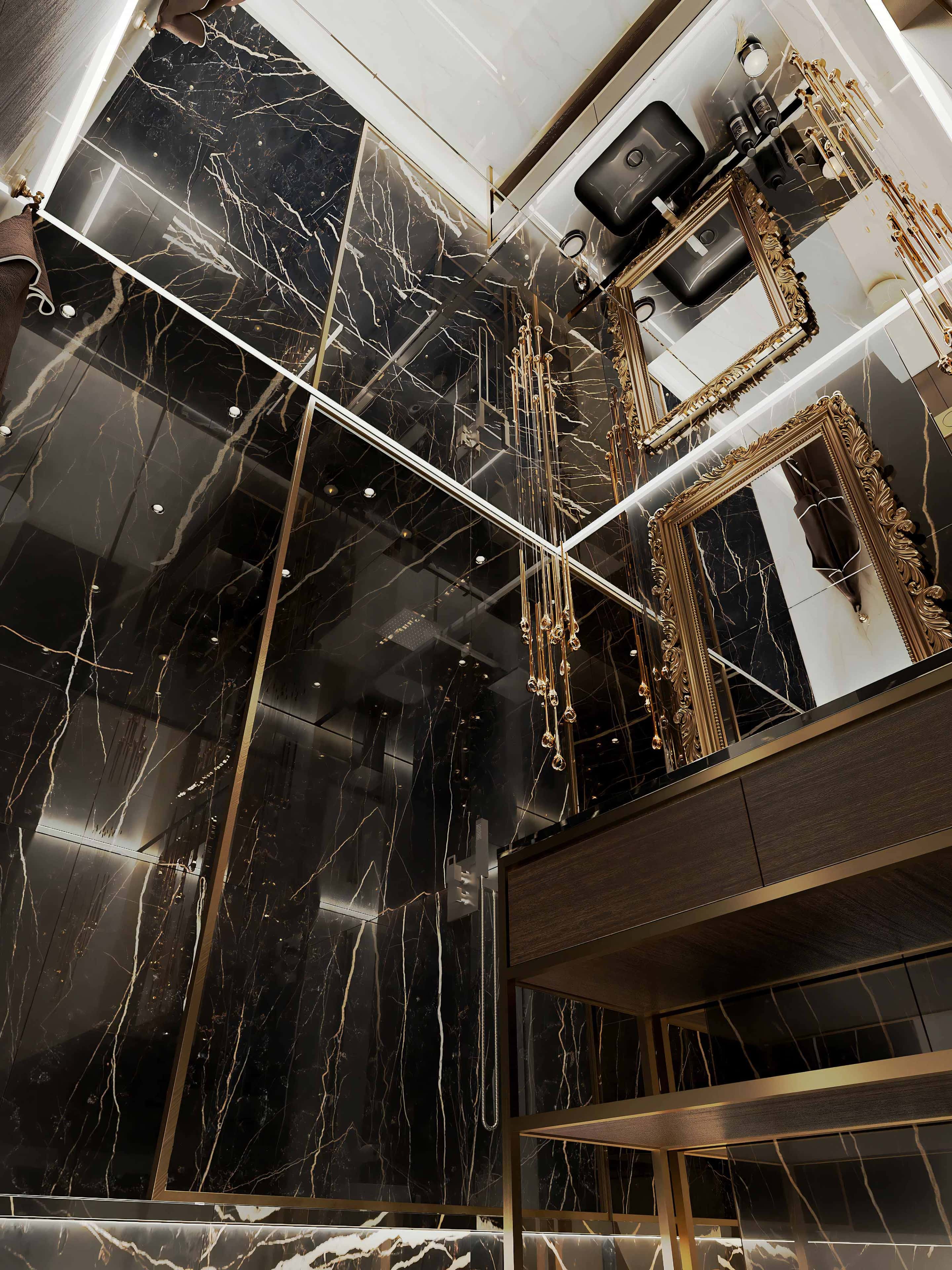 Дизайн інтер'єру квартири 2026 в стилі арт-деко з золотими акцентами.