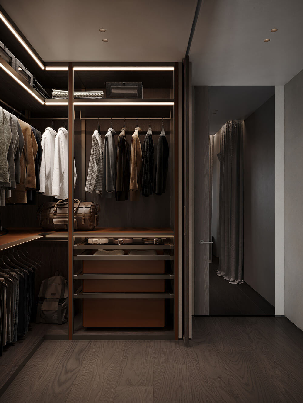 Дизайн передпокою з використанням сучасних меблів для організації зберігання речей.