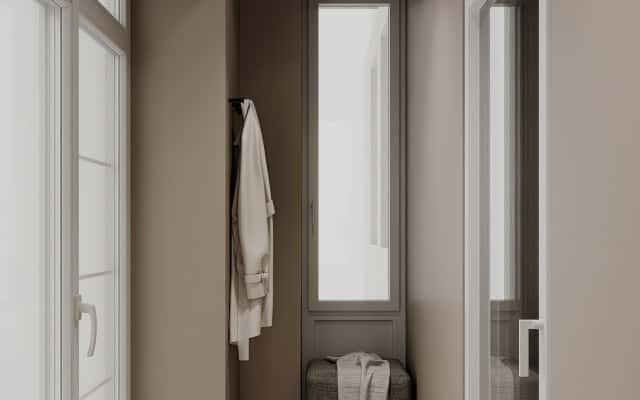 Мінімалістичний японський інтер'єр 2026 року з акцентом на коричневий колір та простоту форм.