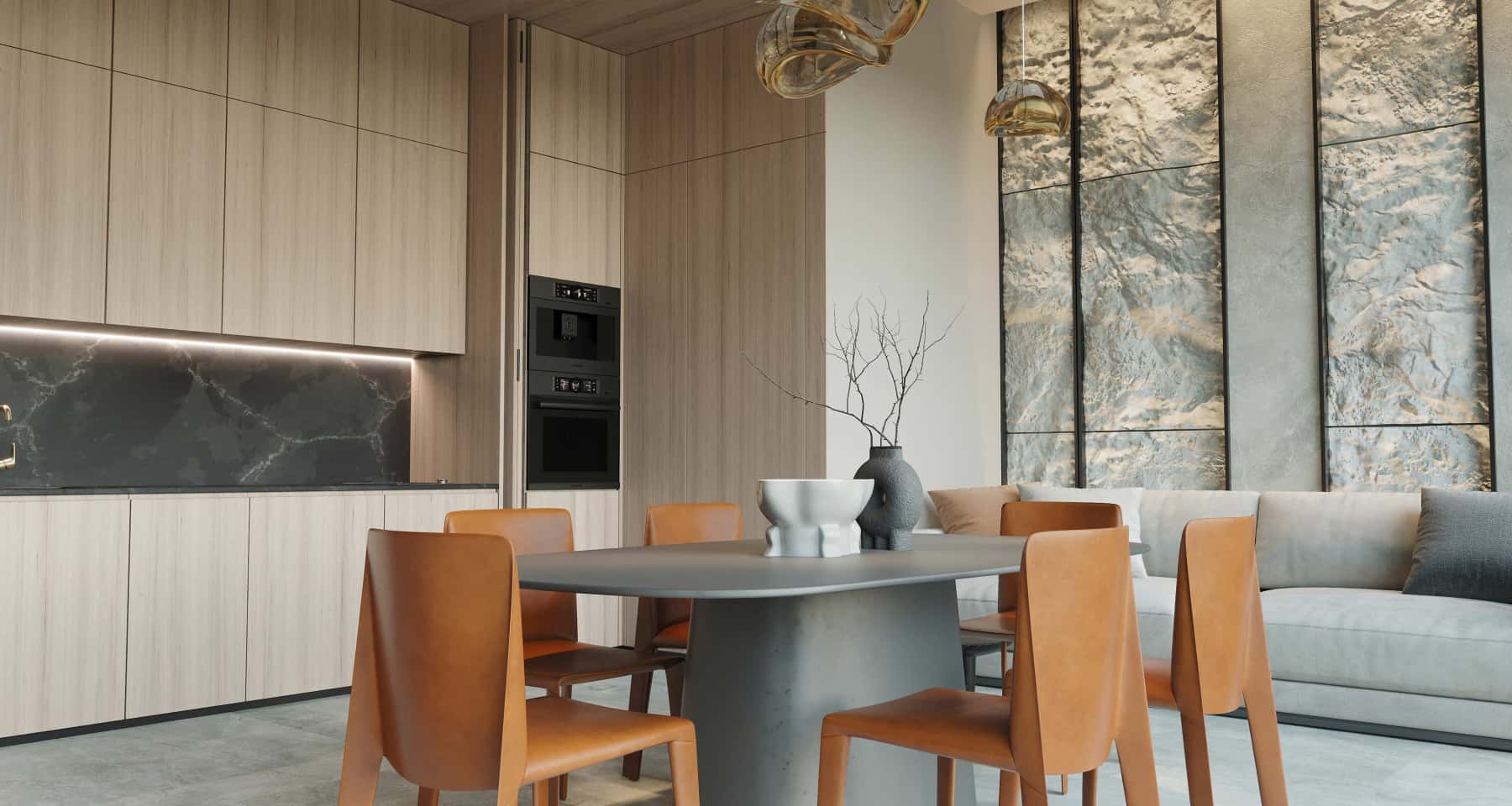 Дизайн квартири в стилі джапанді з використанням натуральних матеріалів і біокаміна