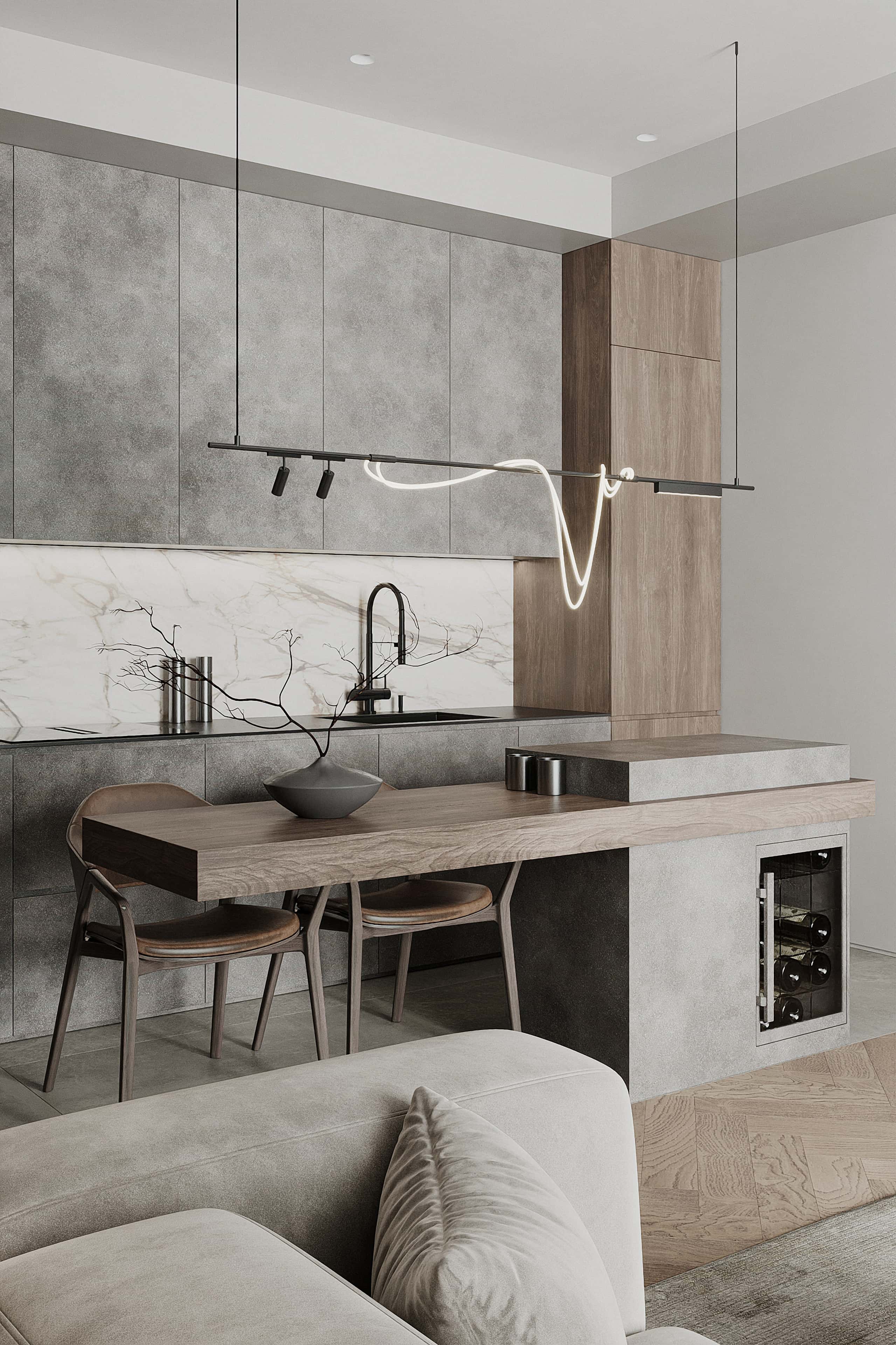 Інтер'єр квартири в стилі джапанді 2026: використання дерева та каменю.