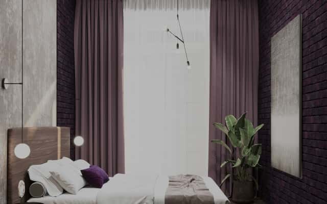 Інтер'єр спальні в стилі необароко з використанням меблів з металу.