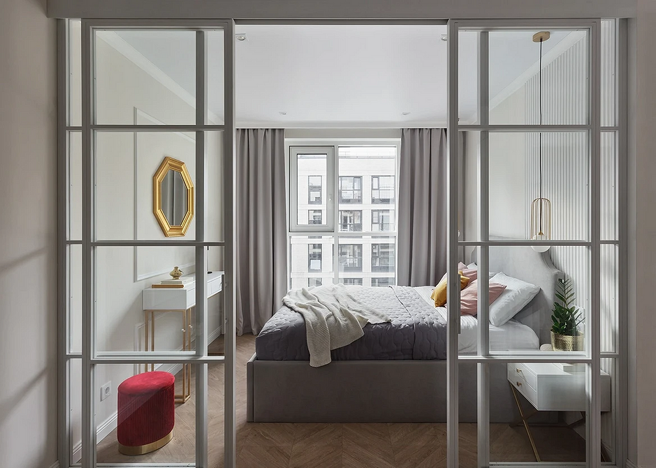 Арка у вітальні Затишна вітальня з аркою замість дверей. Зонування простору.