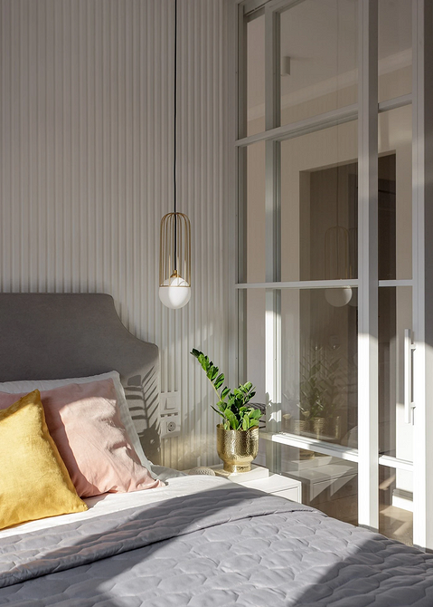 Штора замість дверей Мінімалістичний дизайн: штора замість дверей. Зонування кімнати.