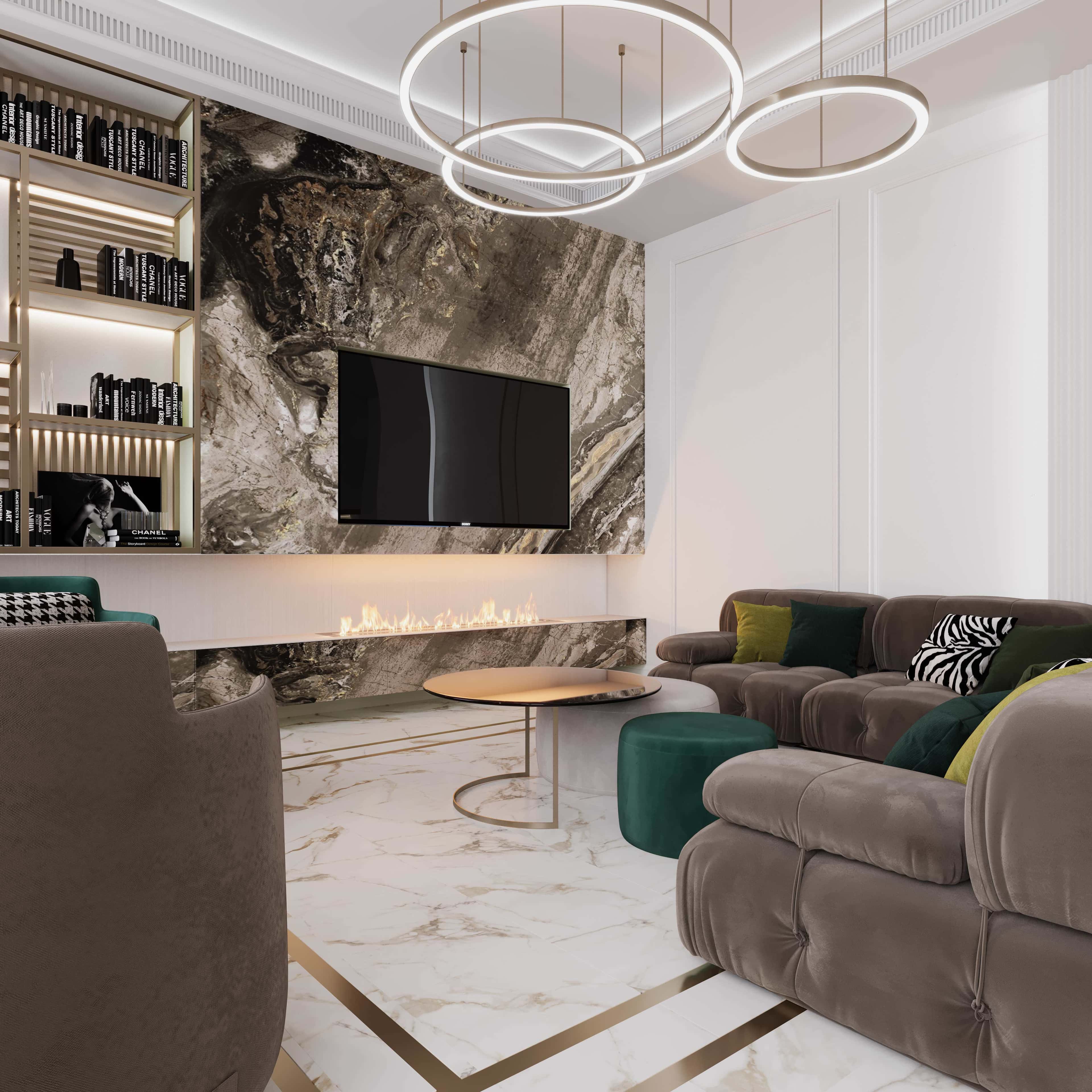 Футуристичний інтер'єр Футуристичний дизайн 4-кімнатної квартири з незвичайними формами та освітленням.