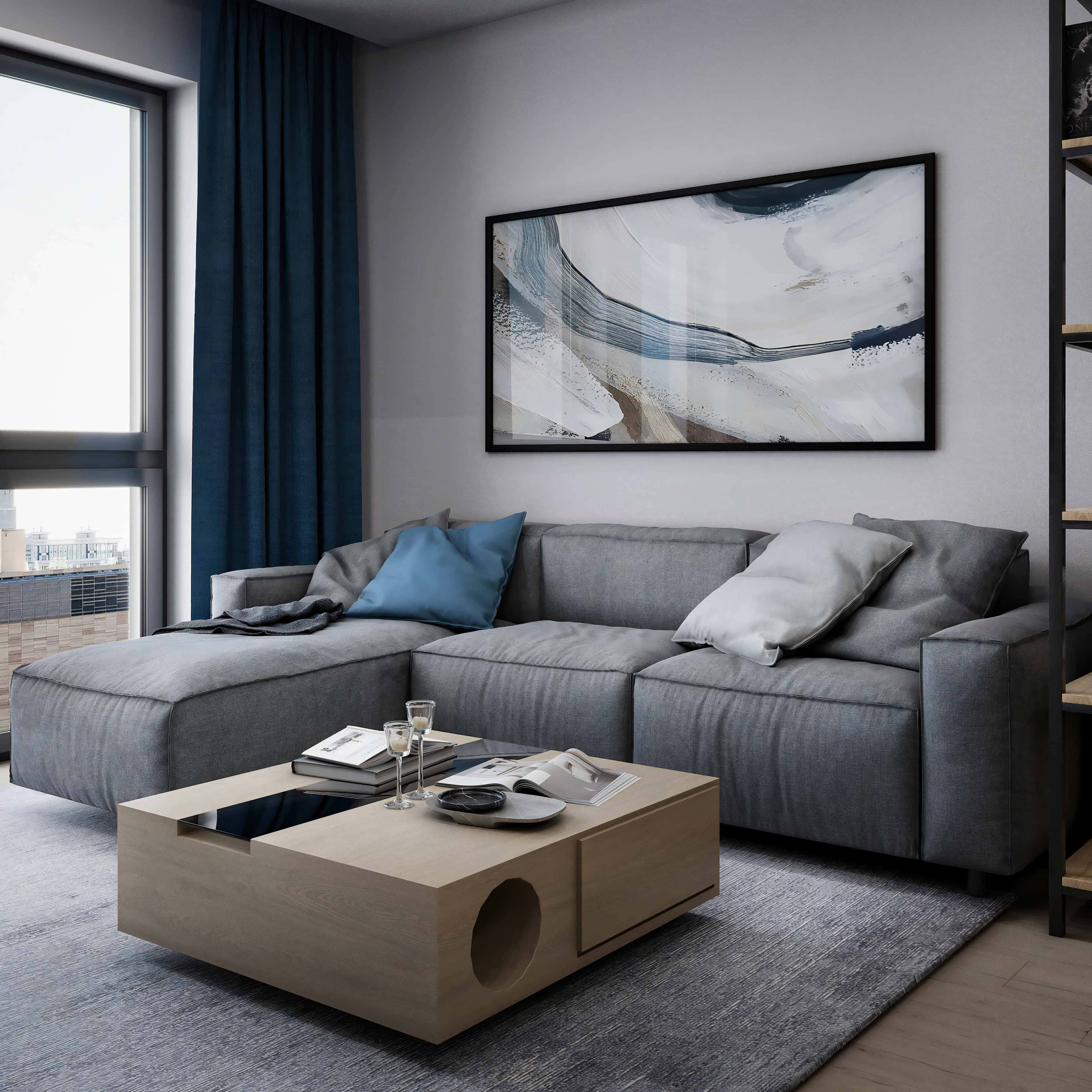 Світлий інтер'єр 4-кімнатної Інтер'єр 4-кімнатної квартири у світлих тонах з акцентами на текстилі та декорі