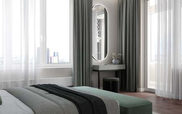 Кухня-вітальня: сучасний дизайн Сучасний дизайн 4-кімнатної квартири з кухнею-вітальнею у мінімалістичному стилі