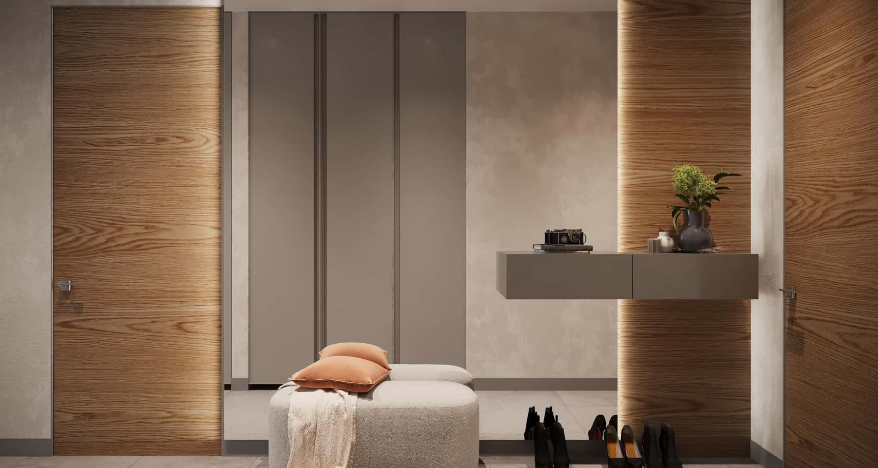 Мінімалізм в квартирі Мінімалістичний дизайн 4-кімнатної квартири з лаконічними формами та функціональними меблями