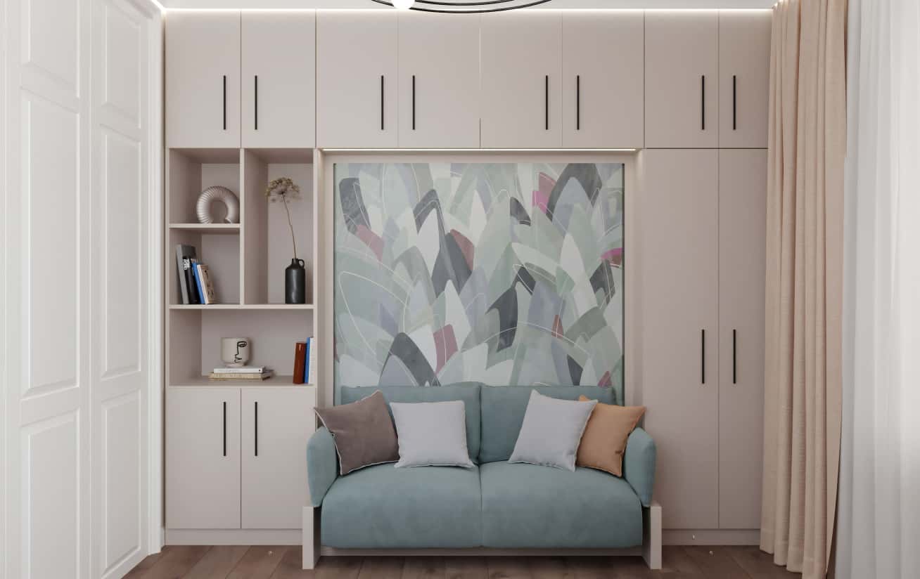 Зручна гардеробна Проект 4-кімнатної квартири з великою гардеробною кімнатою.