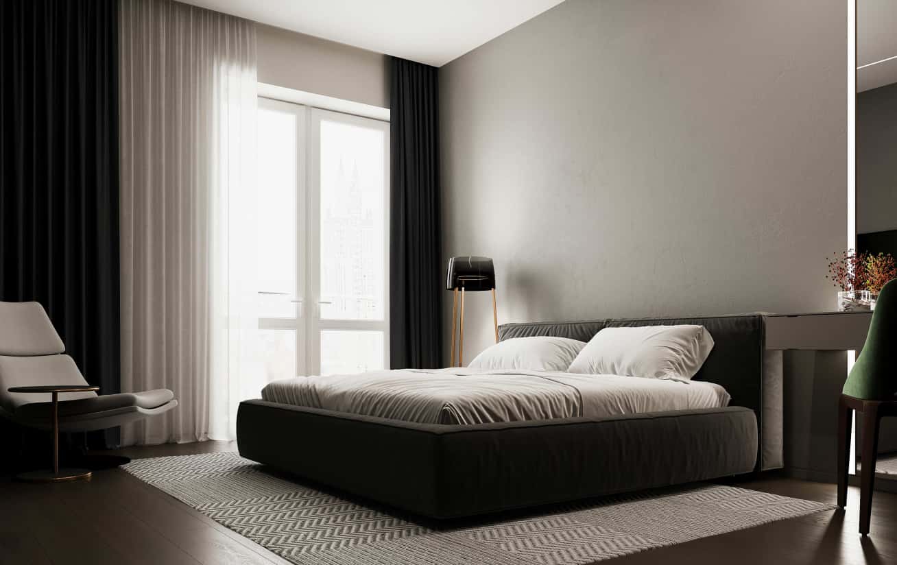 Футуристичний інтер'єр Футуристичний дизайн 4-кімнатної квартири з інтелектуальним освітленням та мінімалістичними меблями.