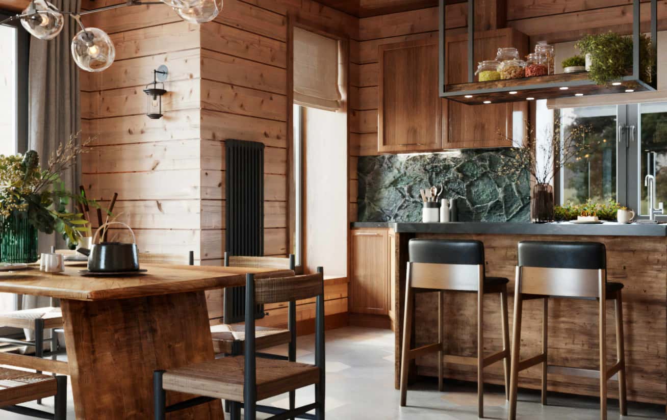 Темна кухня Кухня в темних тонах з мармуровою стільницею та золотими акцентами