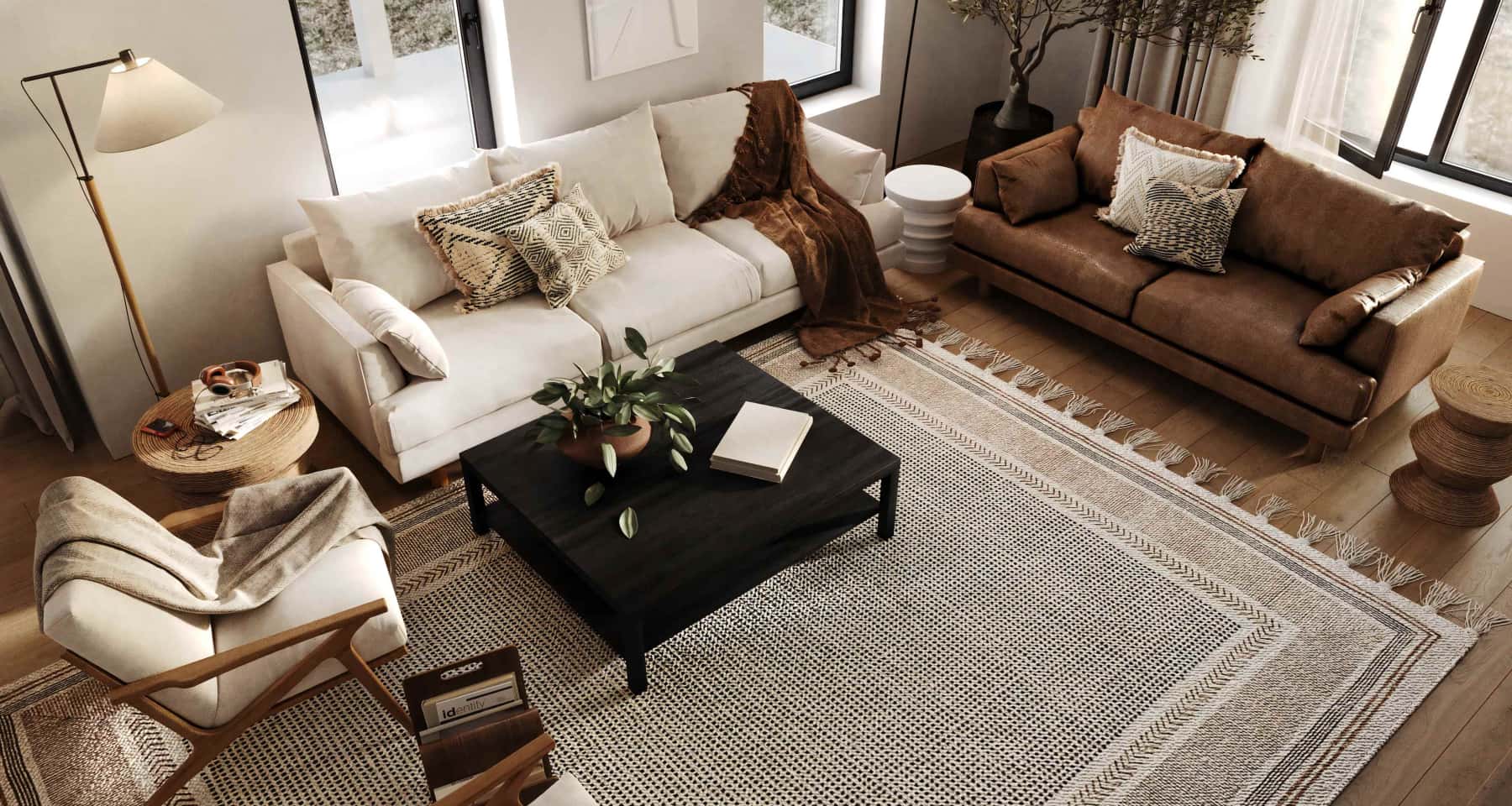 Темна спальня мрії Розкішна спальня в темних тонах з великим ліжком та м'яким освітленням.