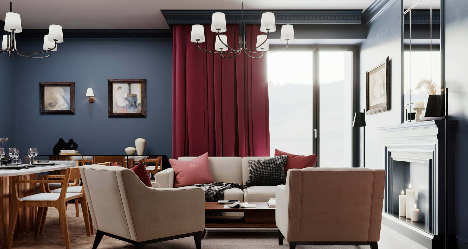 Затишний дизайн двокімнатної квартири 65 м² з використанням світлих тонів