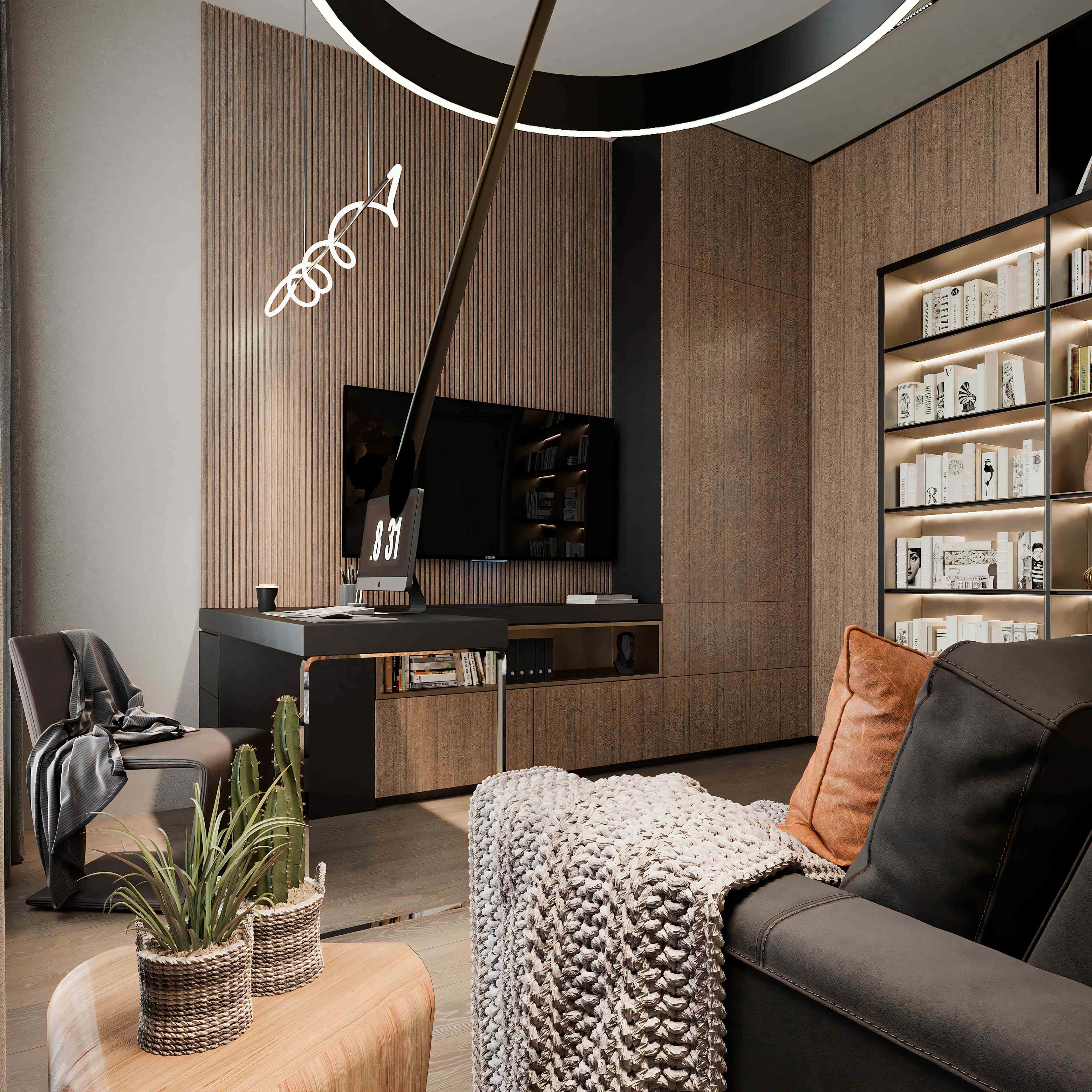 Світлий простір Дизайн кабінету в маленькій квартирі з використанням світлих кольорів.