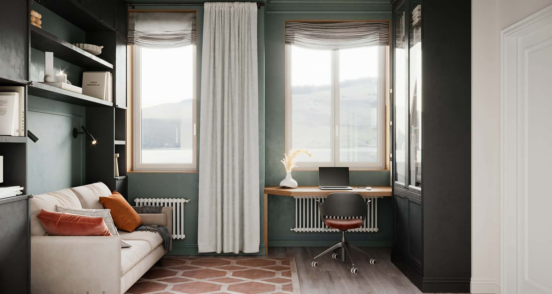 Ергономіка робочого місця Ергономічний дизайн кабінету: зручне крісло, регульований стіл та правильне освітлення.