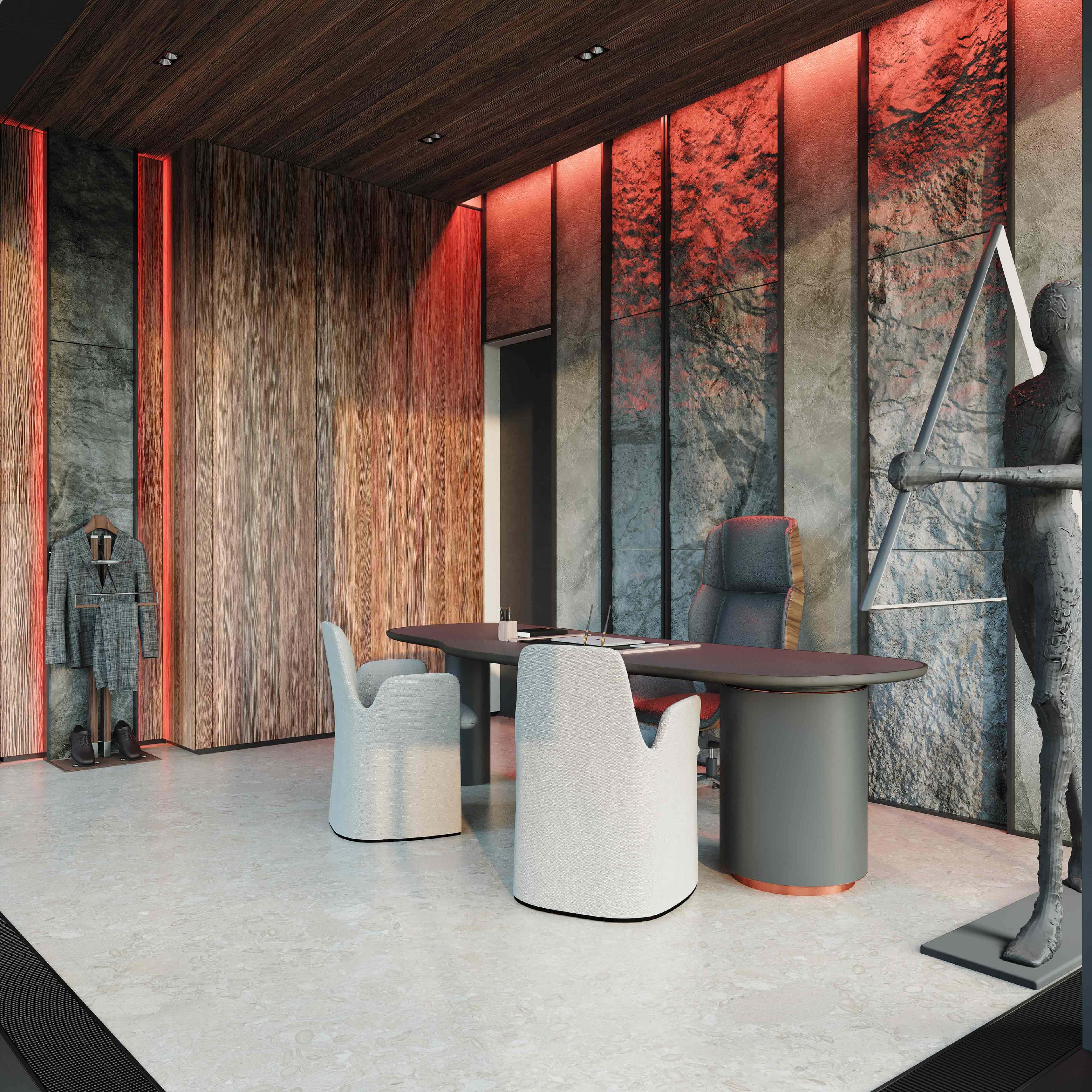 Мінімалізм в кабінеті Сучасний дизайн домашнього кабінету в квартирі з мінімалістичними меблями.