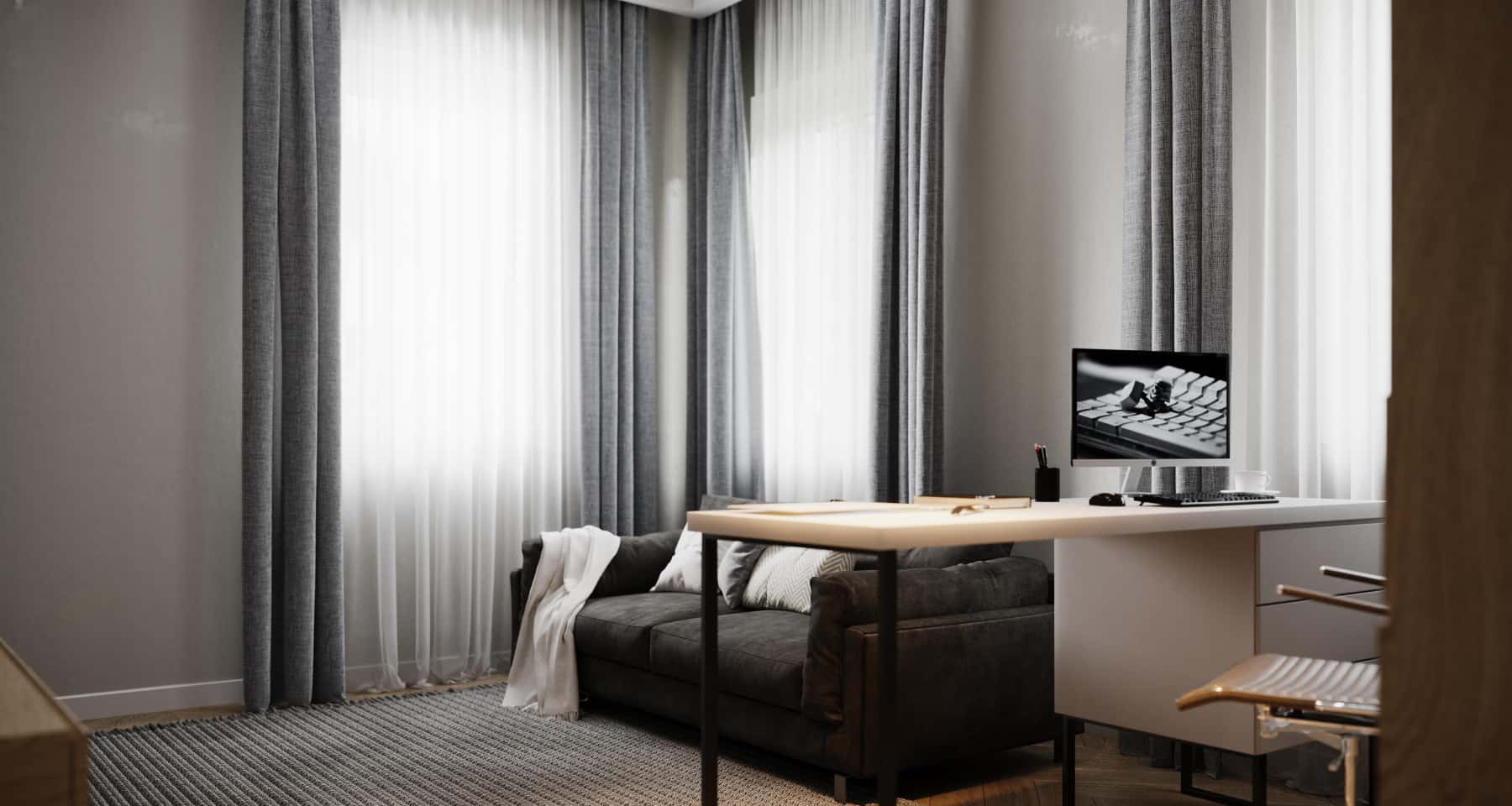 Кабінет для малої квартири Дизайн кабінету в маленькій квартирі: ефективне використання простору та світлі тони.