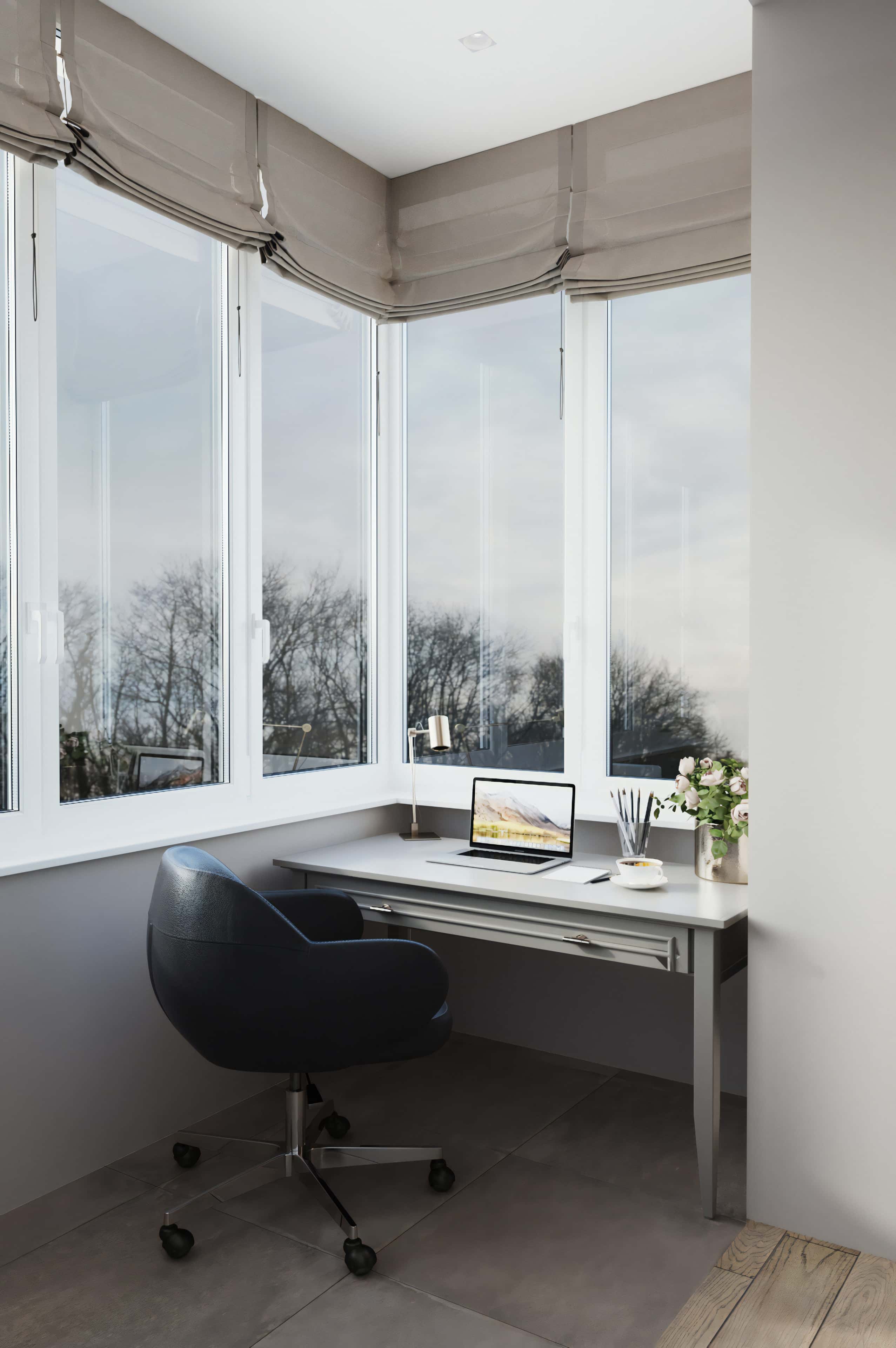 Кабінет в квартирі Сучасний дизайн домашнього кабінету 2026 року в маленькій квартирі з ергономічним кріслом