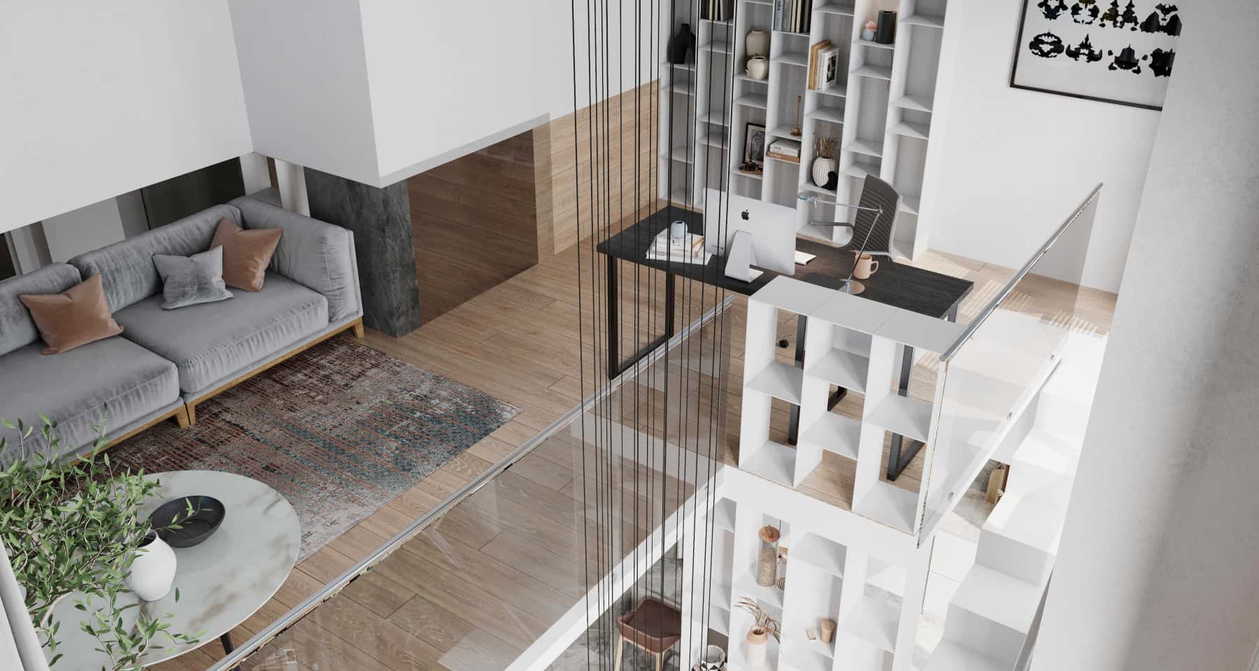 Вабі-сабі кабінет Елегантний кабінет в стилі вабі-сабі з мінімалістичним декором і зручним робочим місцем.