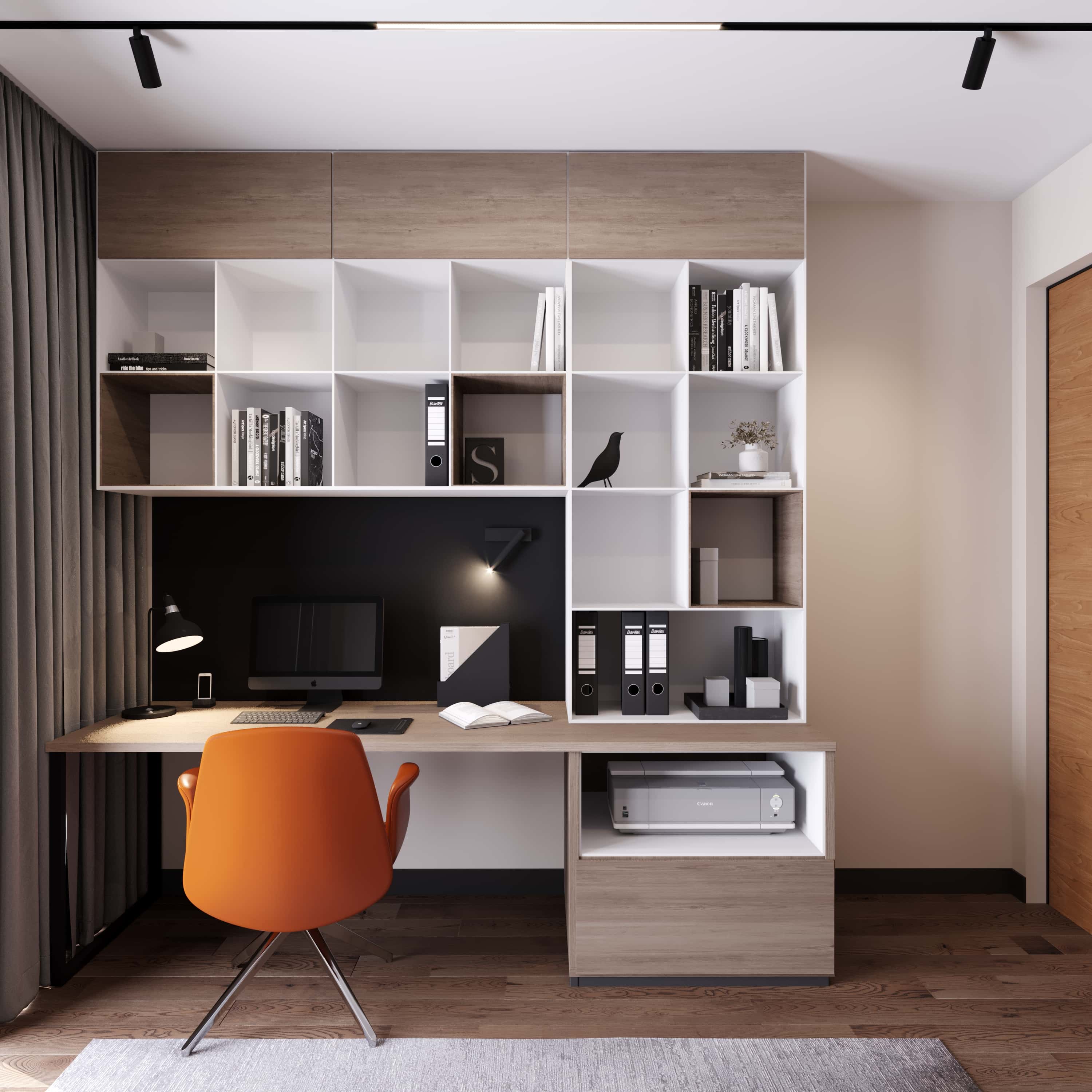 Вабі-сабі мінімалізм Мінімалістичний дизайн кабінету в японському стилі вабі-сабі з простими формами та кольорами.