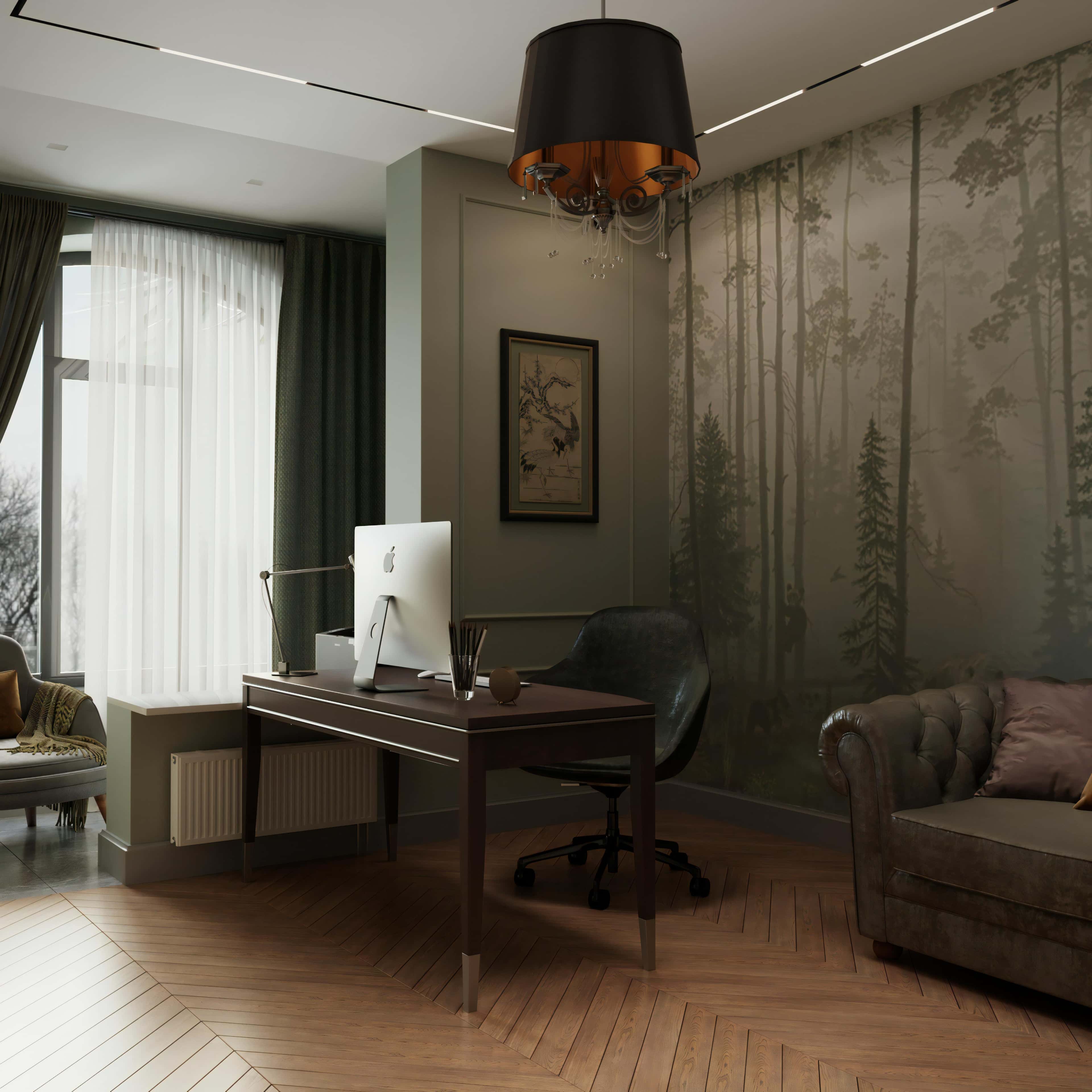 Нейтральний кабінет Сучасний дизайн домашнього кабінету в нейтральних тонах для концентрації 2026