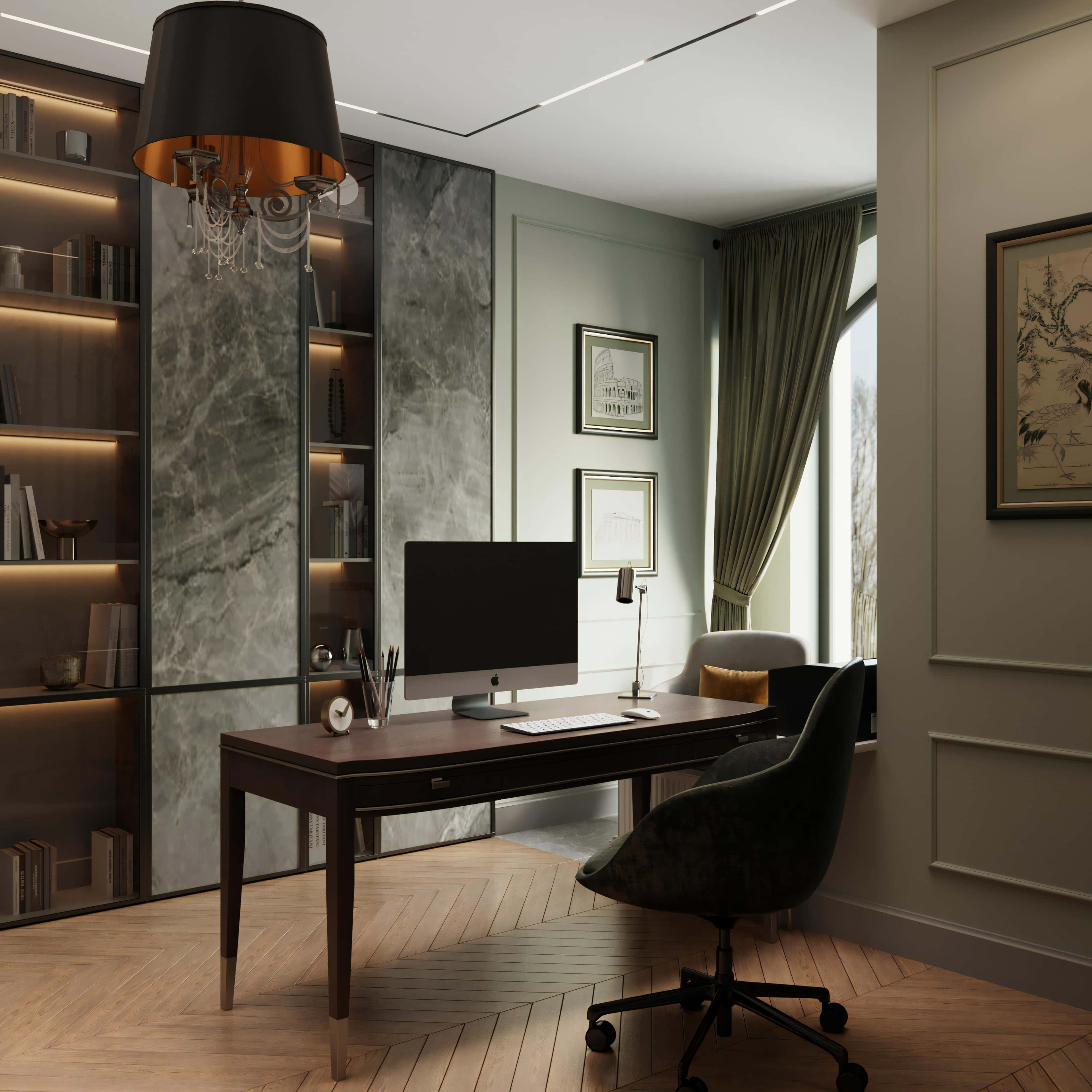 Затишний простір Затишний дизайн домашнього кабінету з м'яким кріслом та теплим освітленням 2026