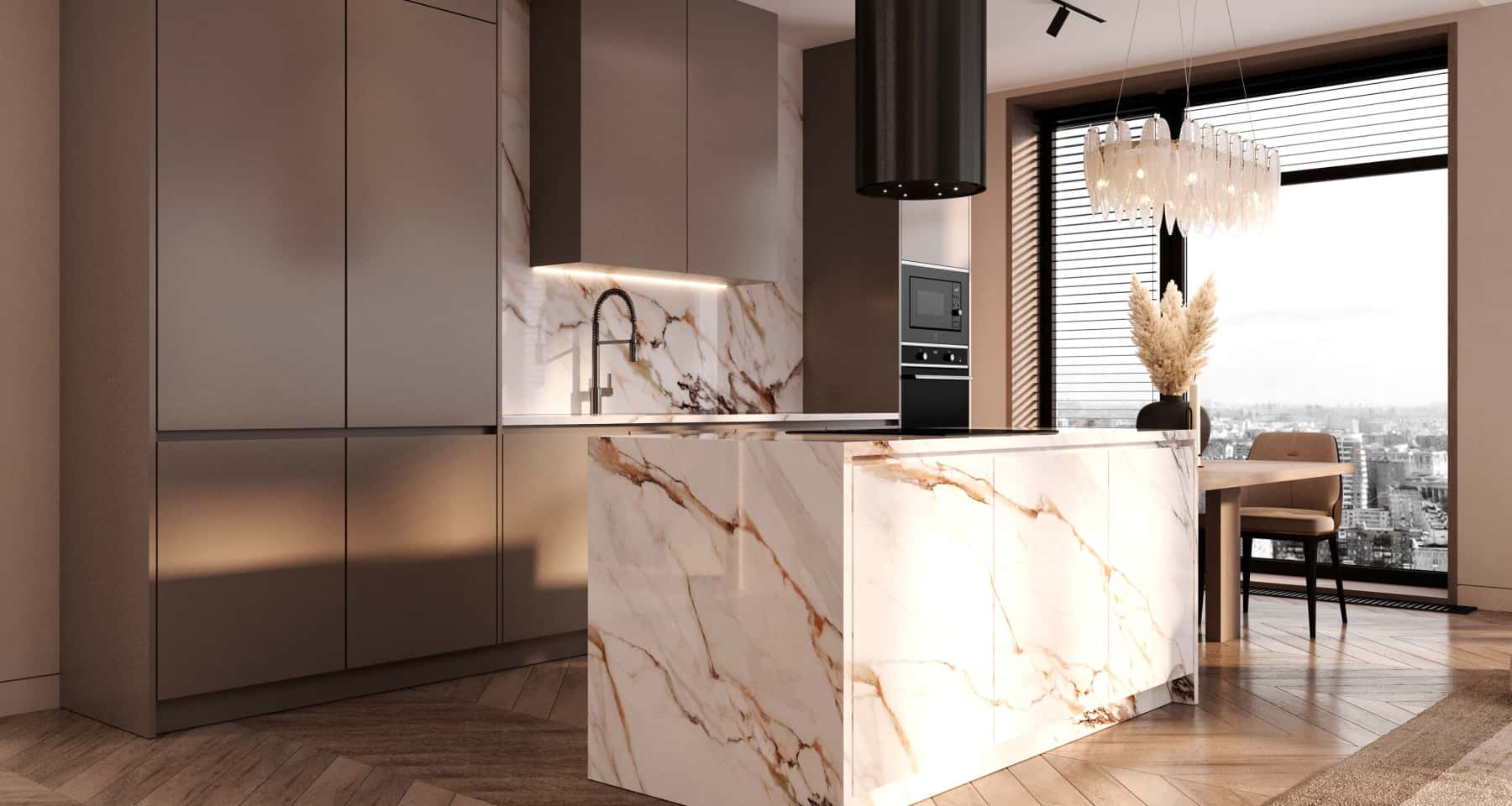 Бежева вітальня 2026 Інтер'єр вітальні в бежевих тонах з багаторівневим освітленням 2026