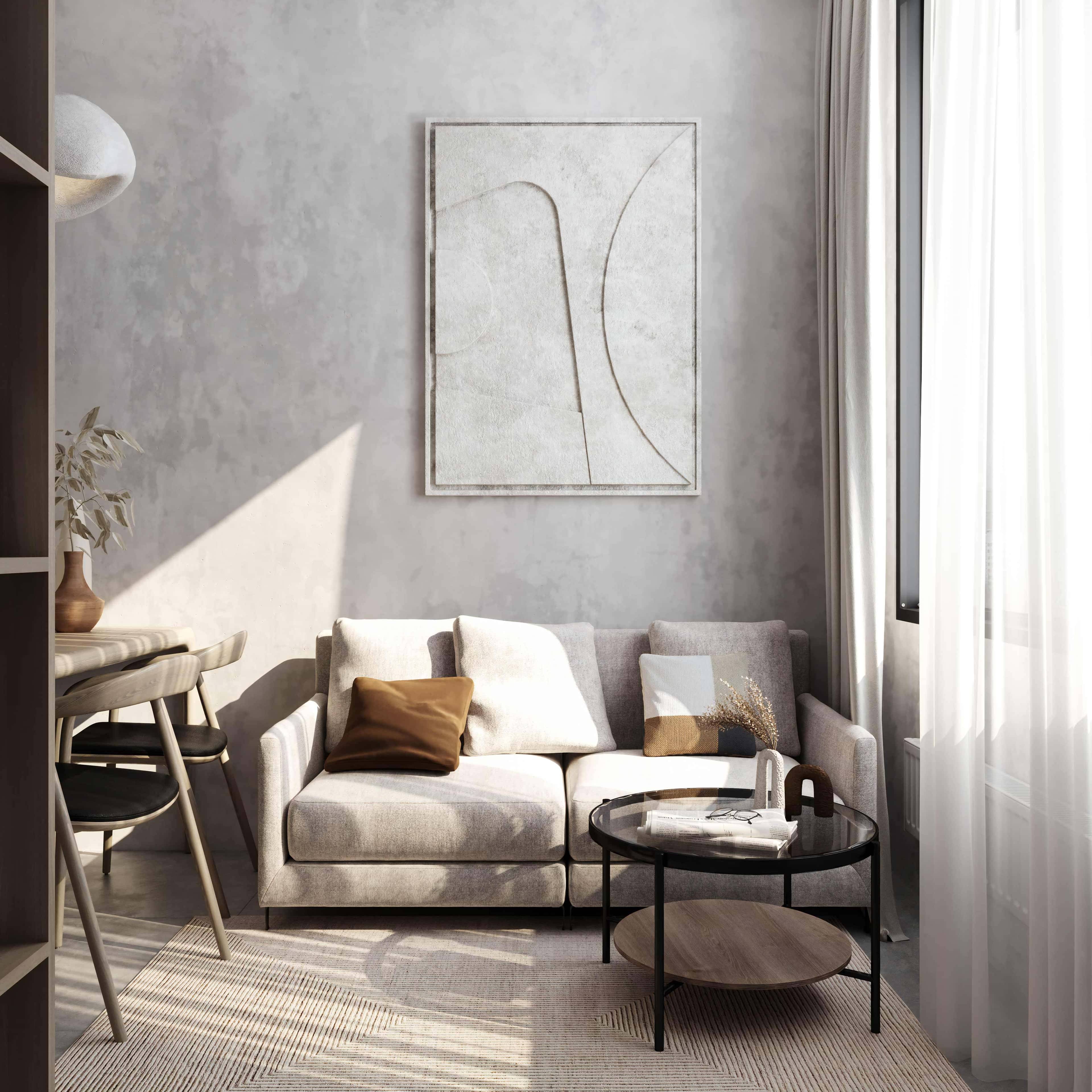 Тепле дерево Інтер'єр квартири в бежевих тонах з використанням теплих дерев'яних акцентів.