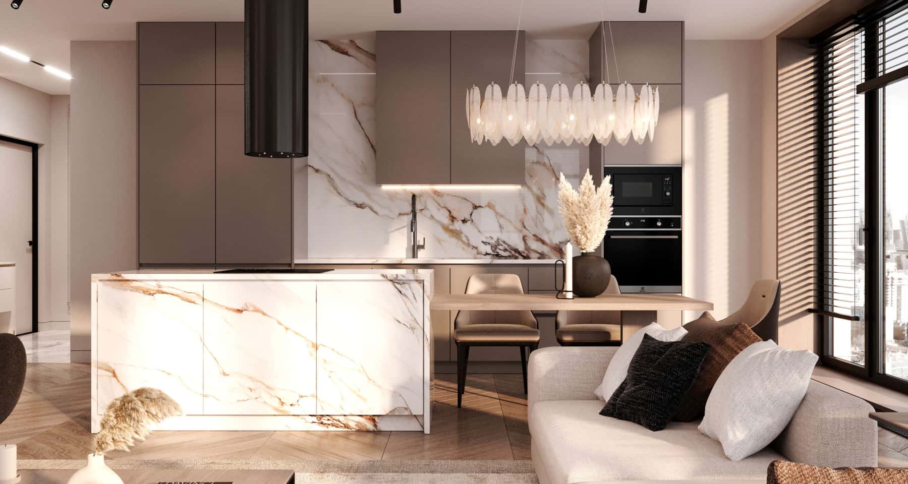 Бежевий затишок та стиль Стильний дизайн квартири в бежевих тонах з акцентом на текстурах