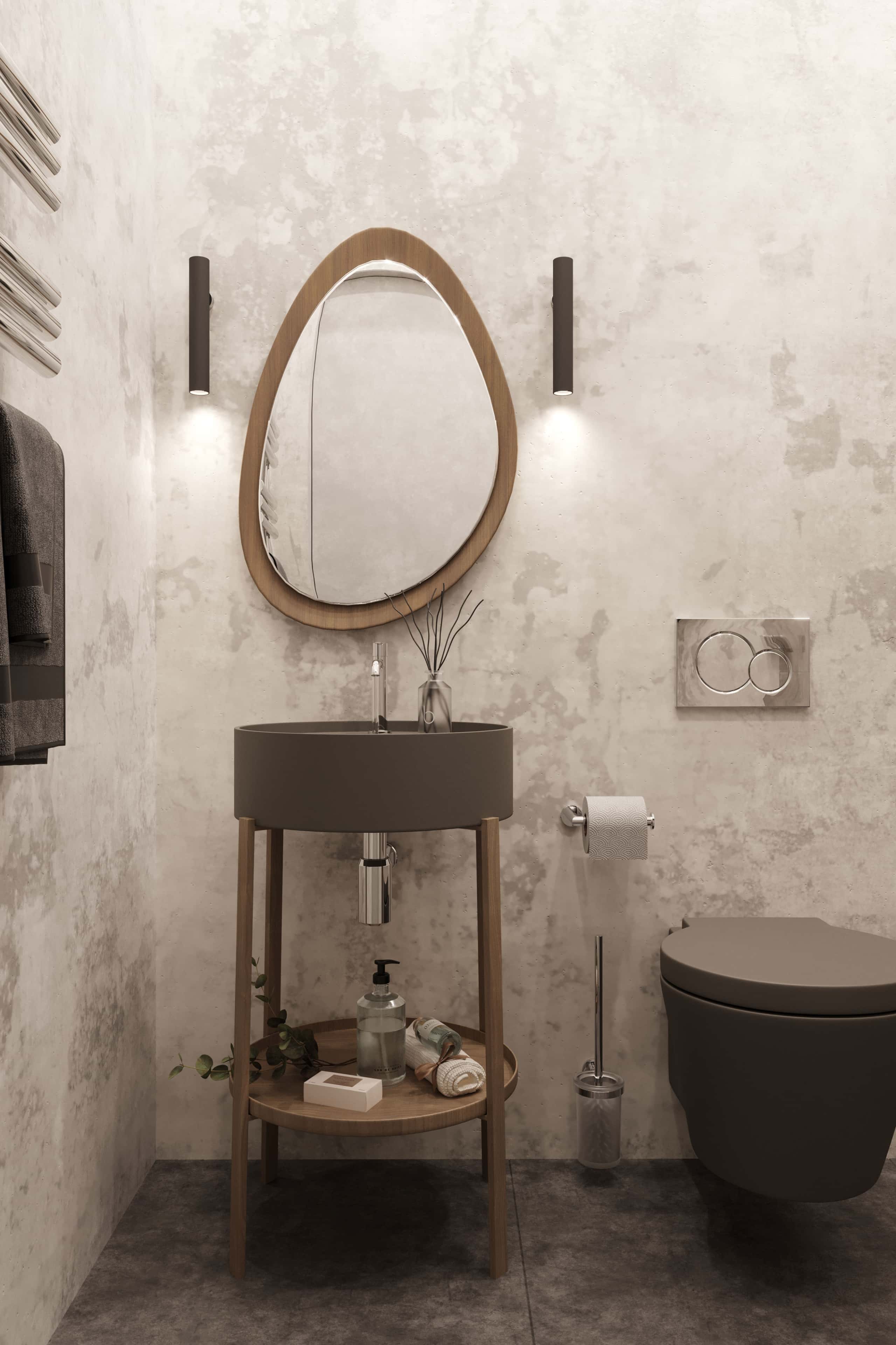 Бежева ванна Інтер'єр ванної кімнати в бежевих тонах з використанням мозаїки та підсвітки.