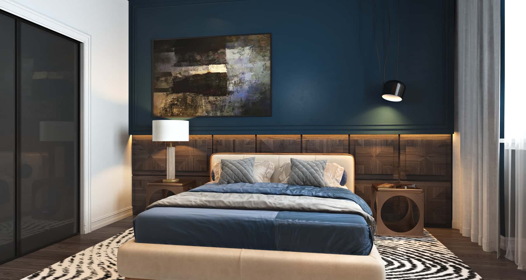 Поп-арт у вітальні Дизайн квартири 2026: вітальня з поп-арт декором та яскравими акцентами.