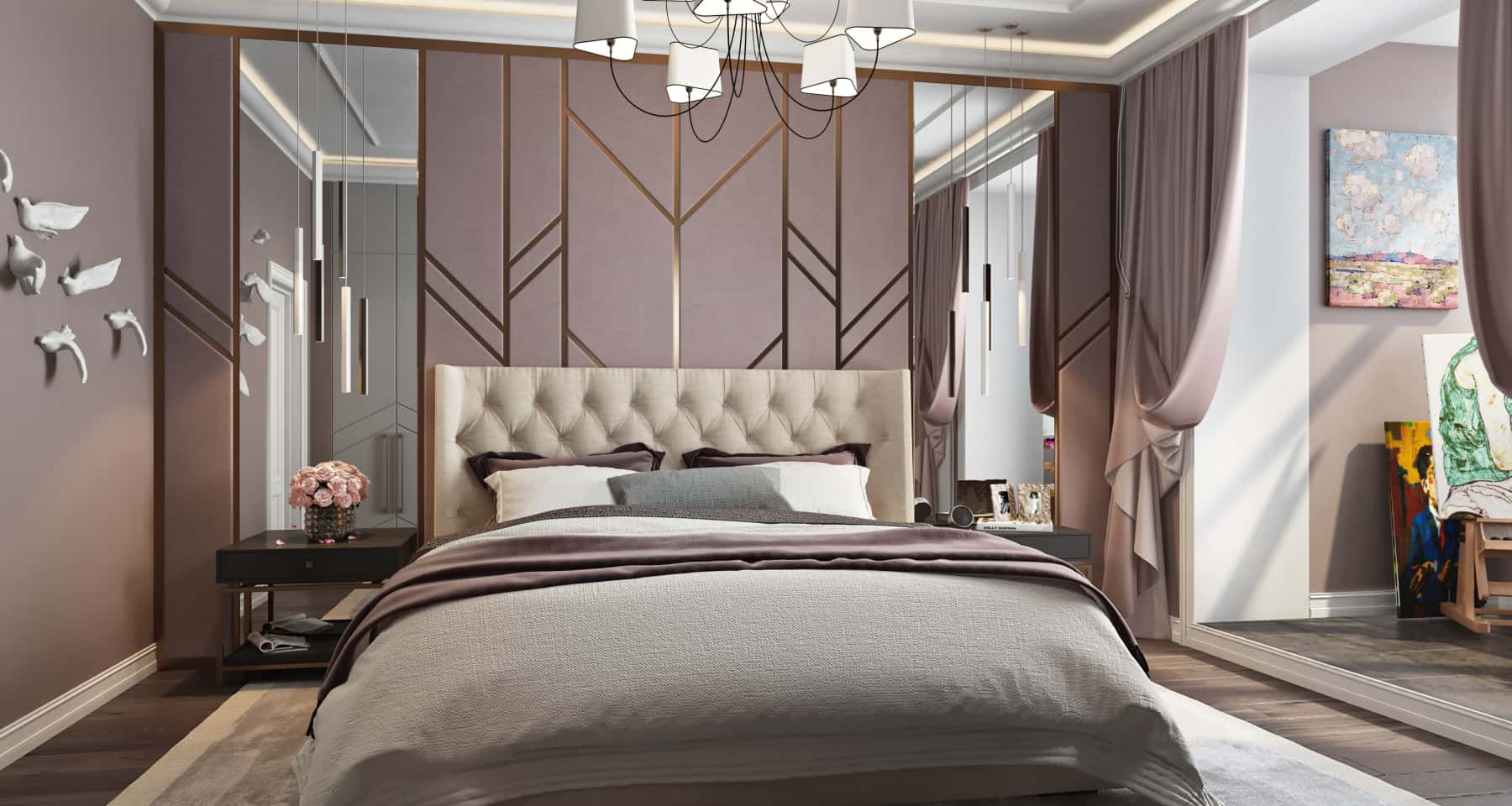 Дзеркальна ванна 2026 Дизайн квартири 2026: ванна кімната з використанням дзеркал для візуального розширення простору.