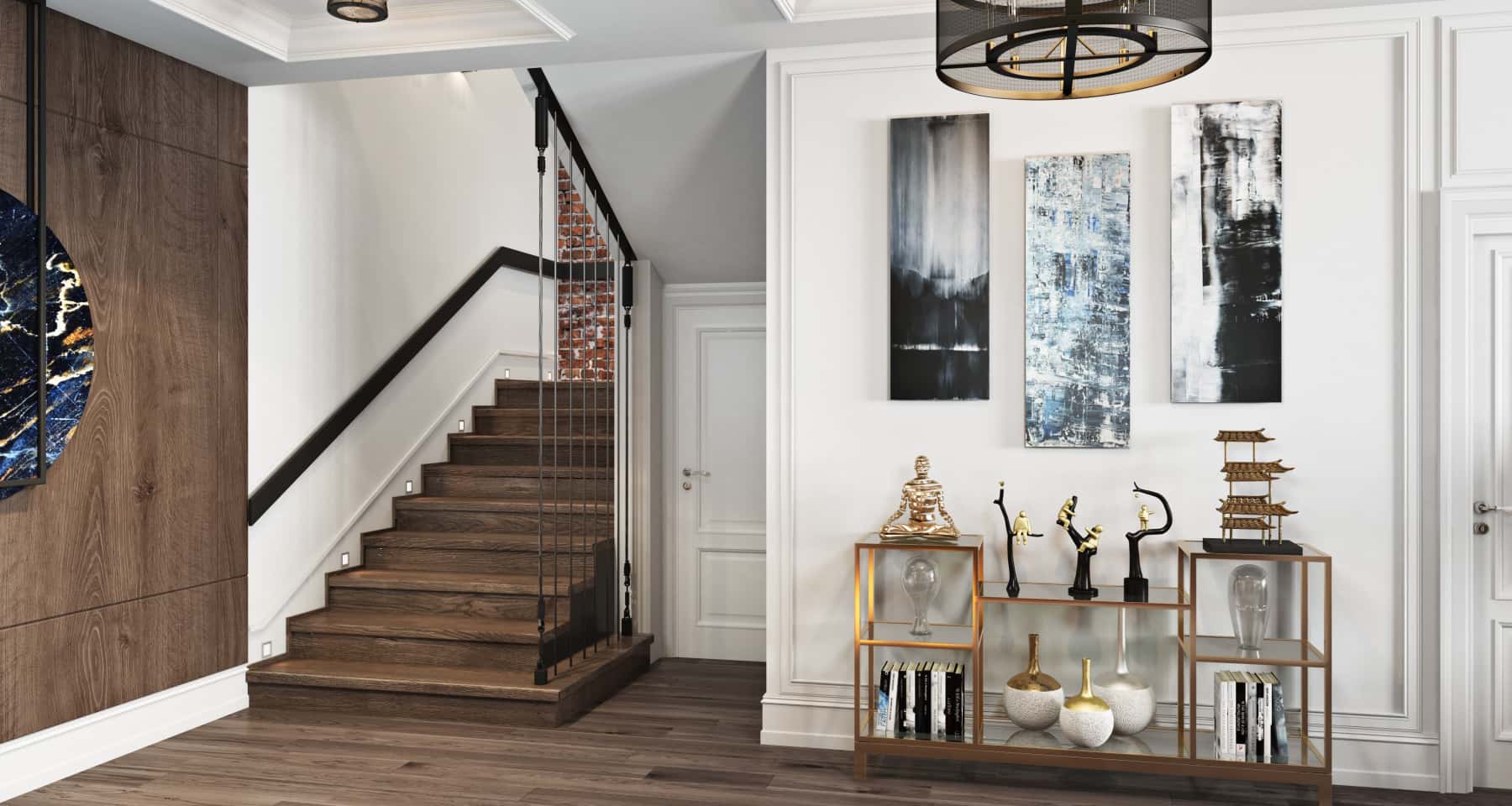 Мінімалістичний коридор Квартира 2026: коридор з використанням мінімалістичного дизайну та освітлення.