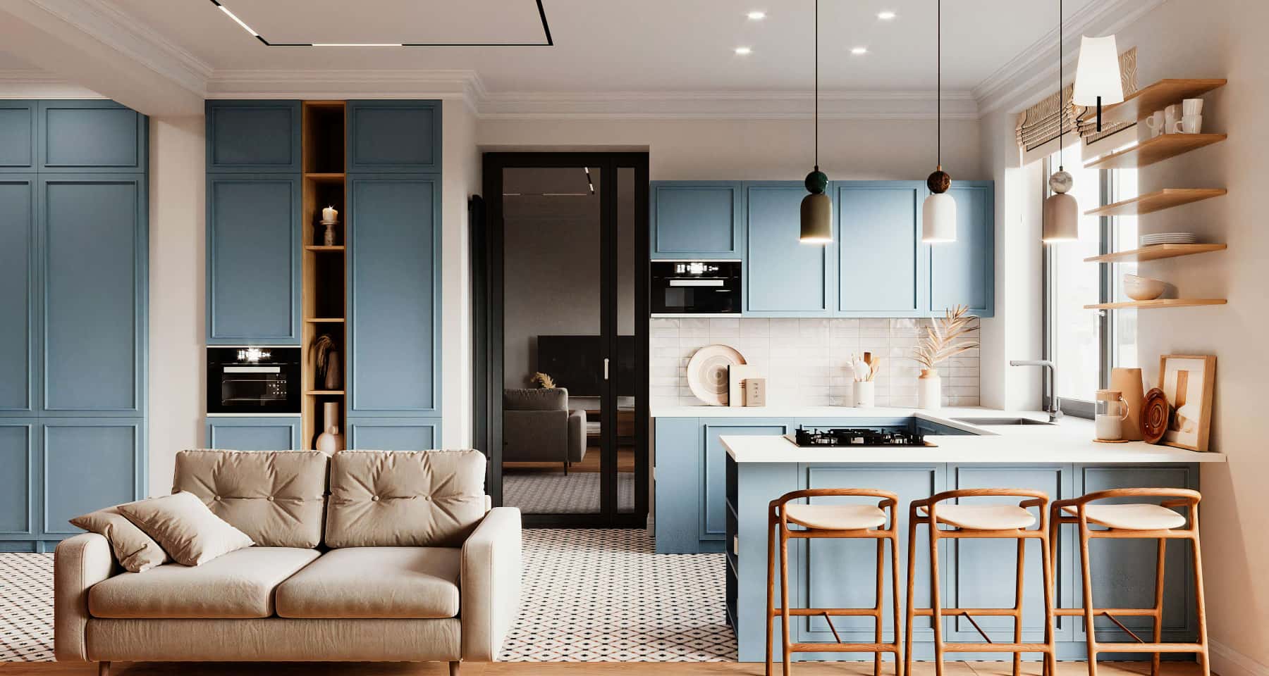 Оригінальний дизайн стелі Стеля з гіпсокартону з незвичайним дизайном та оригінальним освітленням в інтер'єрі