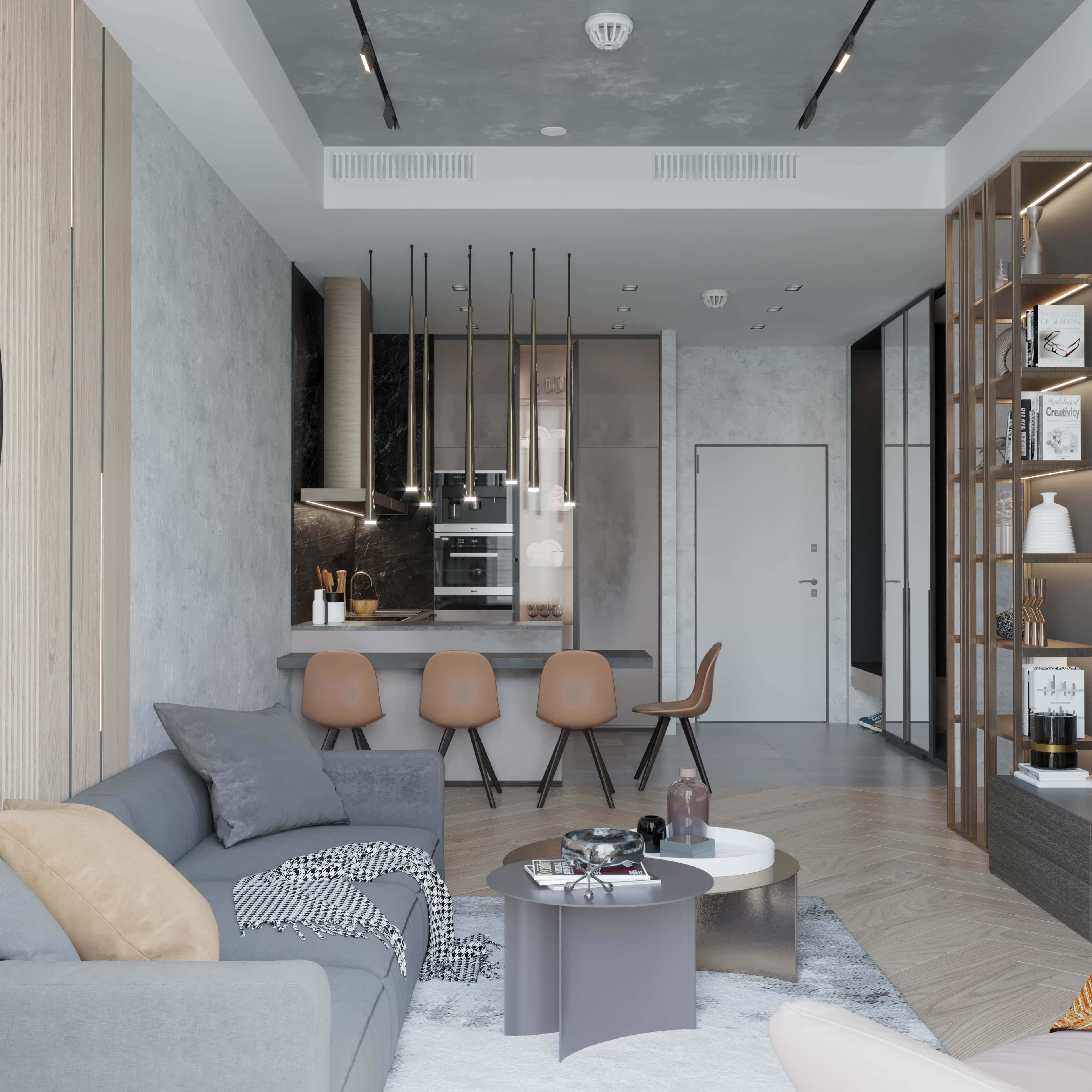 Криволінійні елементи стелі Дизайн стелі вітальні з гіпсокартону з використанням криволінійних елементів та підсвітки