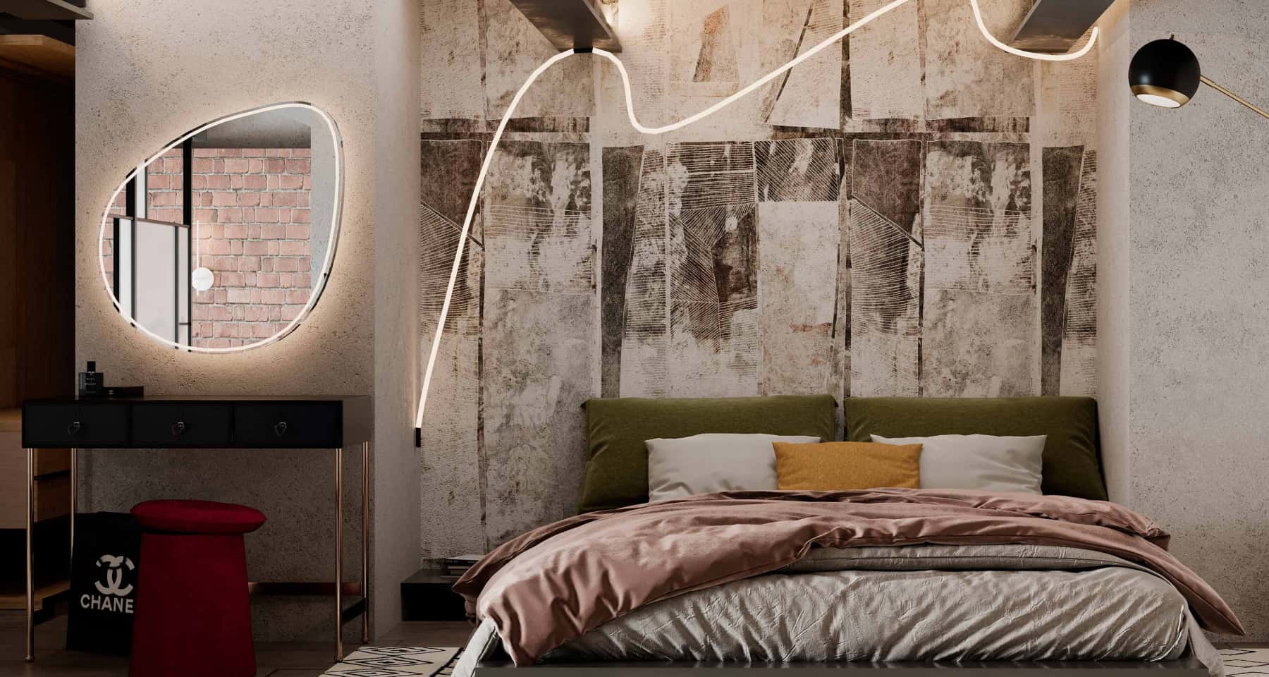 Мінімалістична спальня 2026 Інтер'єр квартири 2026: спальня в стилі мінімалізм з дерев'яними елементами та природним освітленням