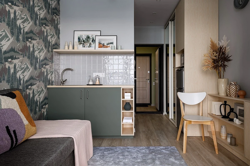 Вітальня: шпалери 2026 Комбінування шпалер в вітальні: фотошпалери та однотонні рішення для дизайну 2026.