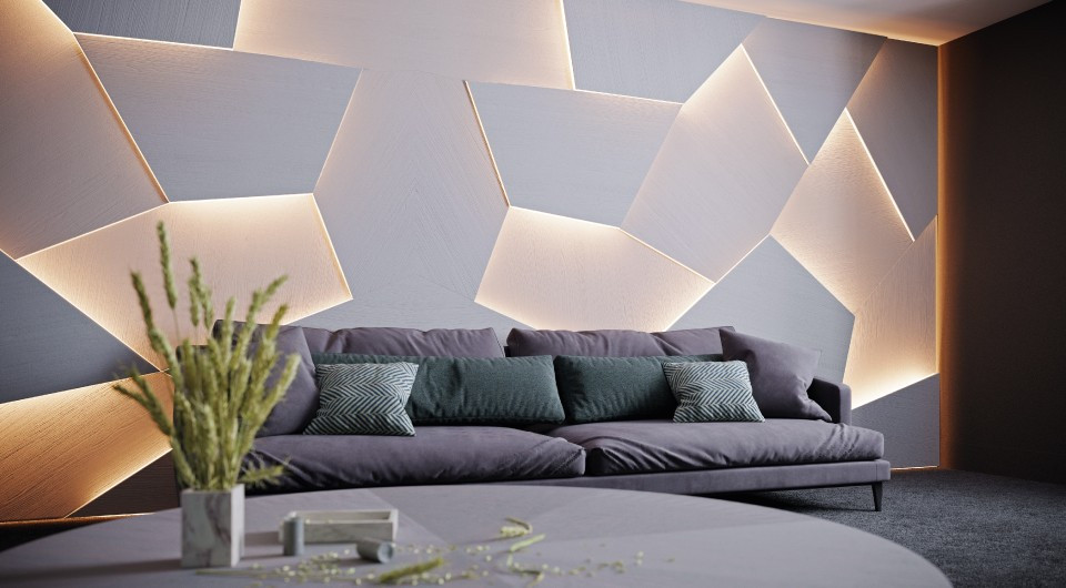 Тепле світло в спальні Дизайн спальні з використанням теплого світла від світлодіодної стрічки для затишної атмосфери.