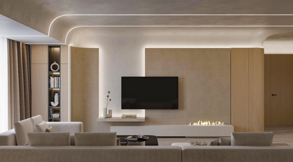 Підсвітка ніші LED стрічкою Світлодіодна стрічка в ніші підсвічує декоративні елементи, додаючи глибину інтер'єру.