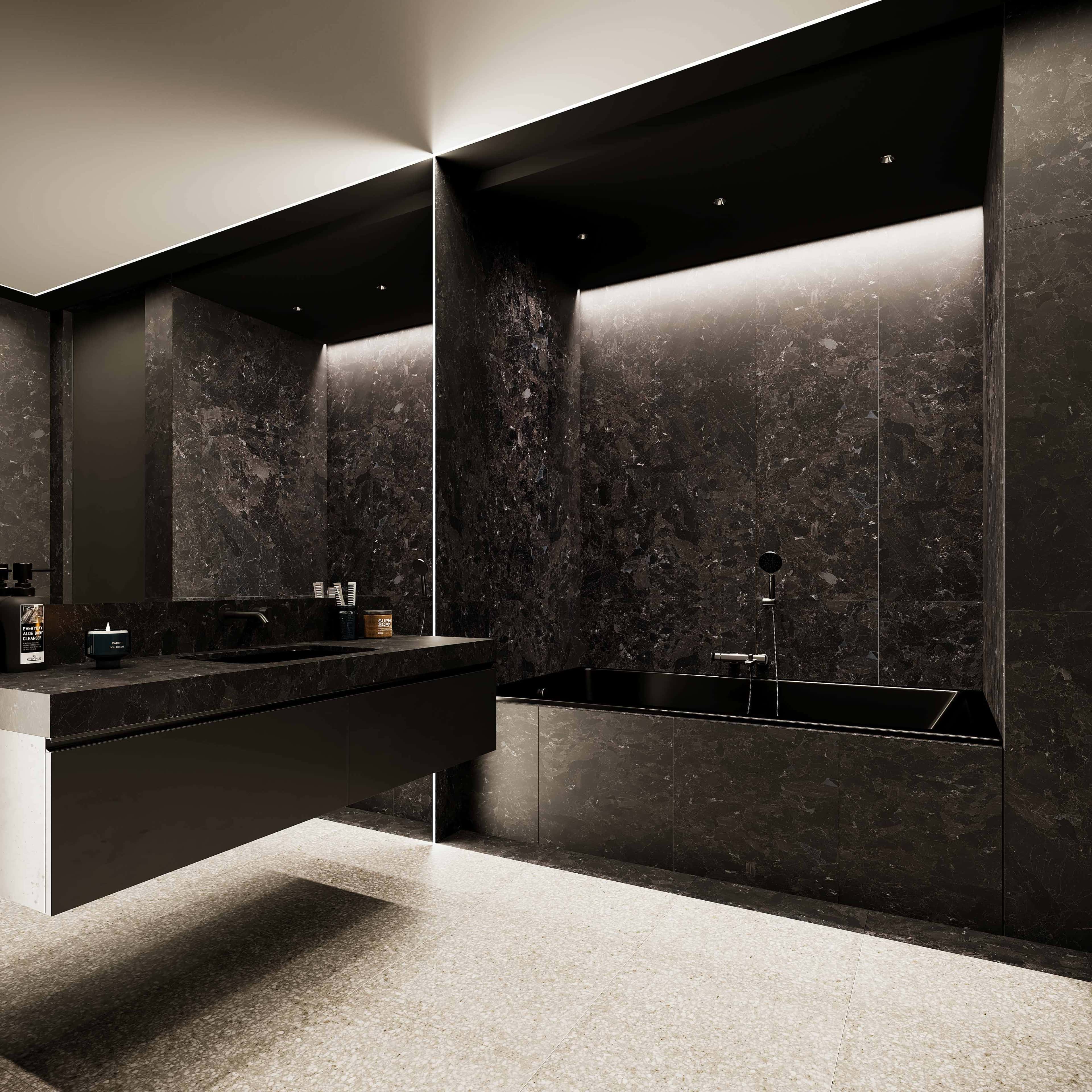 Ванна з рослинами Сучасний дизайн ванної кімнати в квартирі 2026 з використанням плитки під камінь і рослин