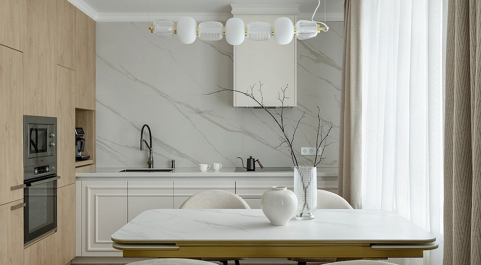 Сучасні кухні з МДФ Плити МДФ у сучасному інтер'єрі кухні, демонструючи стильний дизайн 2026 року.