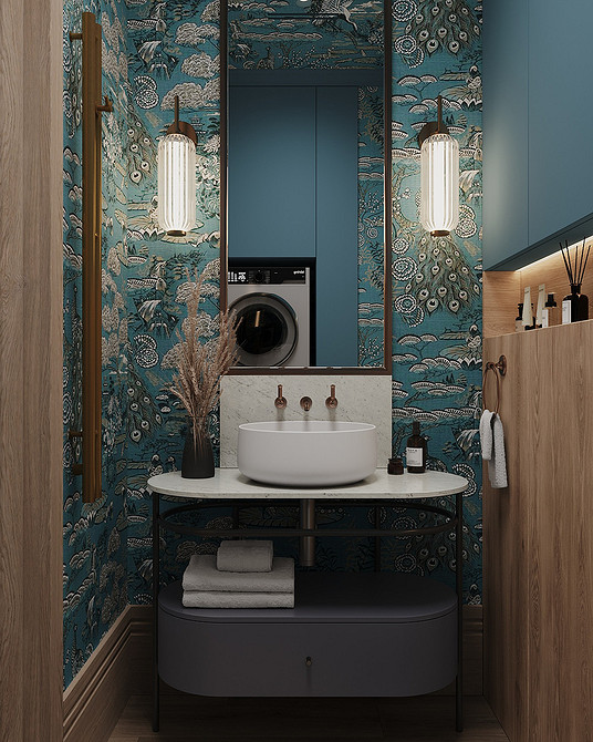 Абстракція на стінах Абстрактні шпалери 2026 в інтер'єрі: стильний дизайн стін з геометричним малюнком.