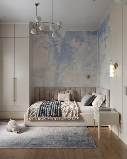 Шпалери: Кольори та текстури Інтер'єр з використанням модних шпалер 2026: поєднання кольорів та текстур у вітальні.