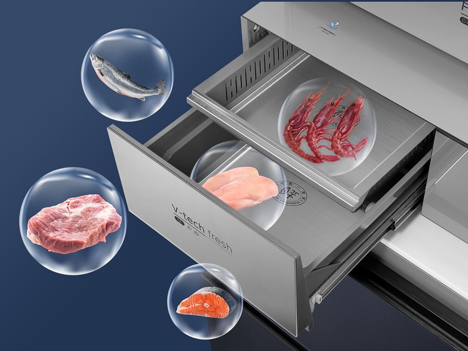 Чорний холодильник Midea Стильний холодильник Midea 2026 чорного кольору з елегантним дизайном.