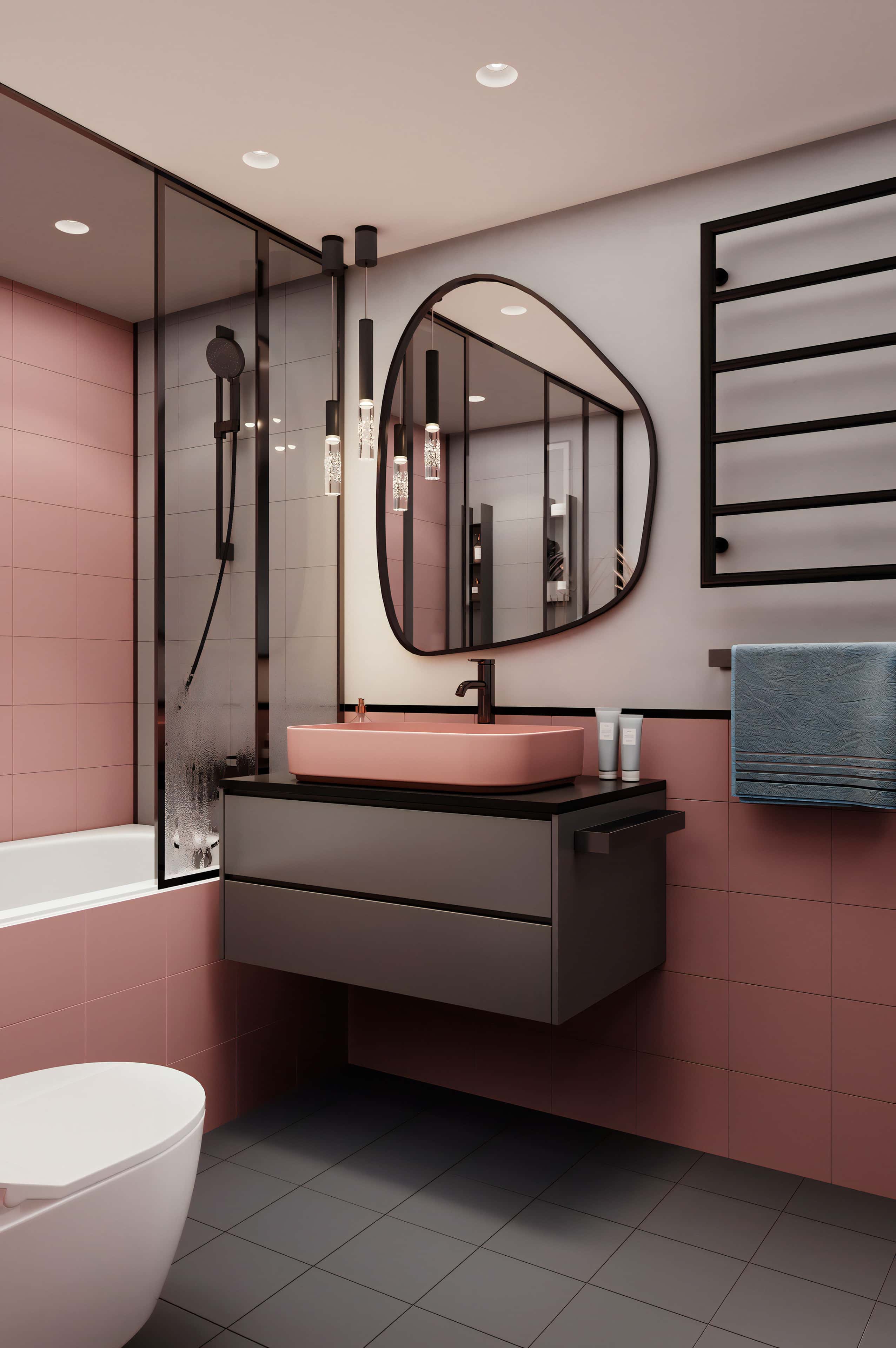 Кухня з антресоллю Кухонна зона в трикімнатній квартирі з антресоллю, сучасний дизайн.