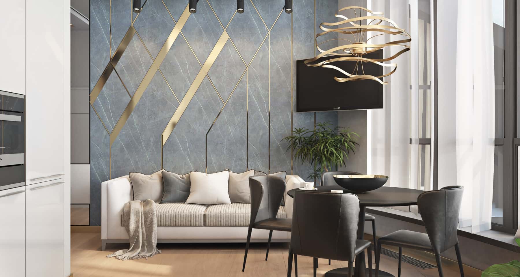 Ідеальний ранок на кухні Інтер'єр кухні 2026 з комбінацією світлодіодного та декоративного освітлення для ранку