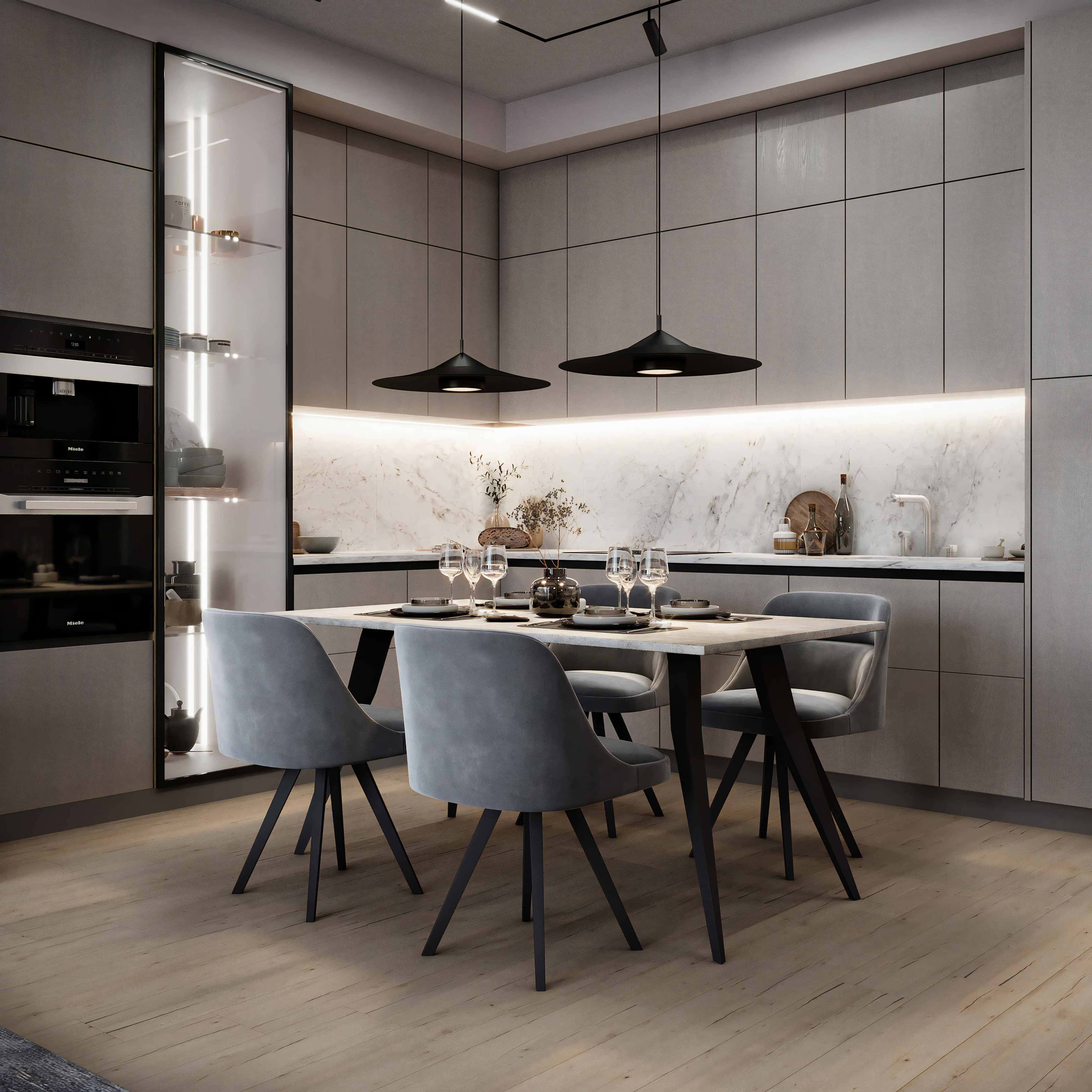 Кухонне освітлення 2026 Дизайн кухні 2026 з використанням трекових систем освітлення для функціональності та стилю