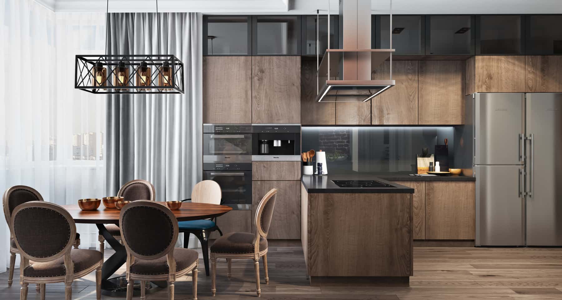 Функціональне кухонне світло Сучасний дизайн кухні 2026: освітлення з використанням трекових систем і підсвічування